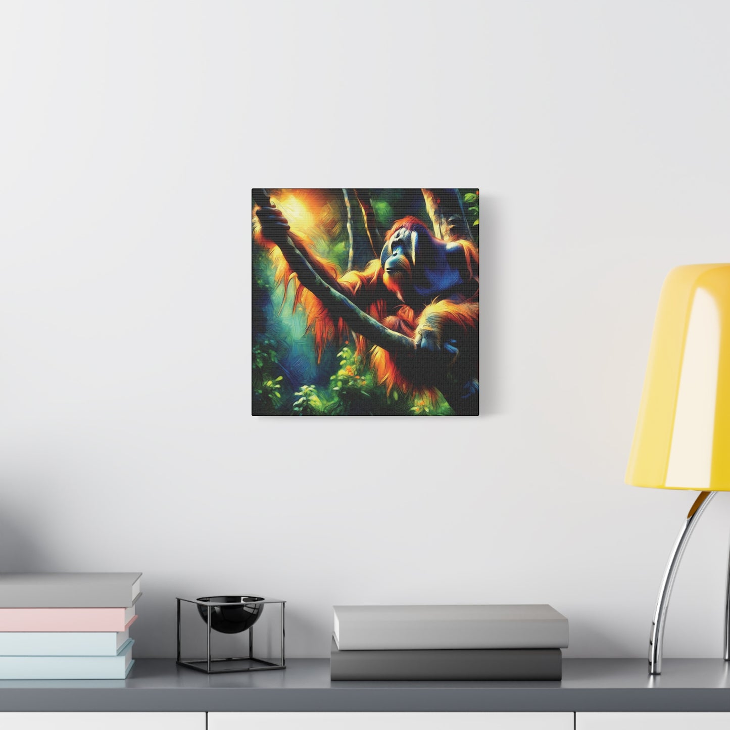 Orangutan in Tree Expressionist Canvas Art Print
