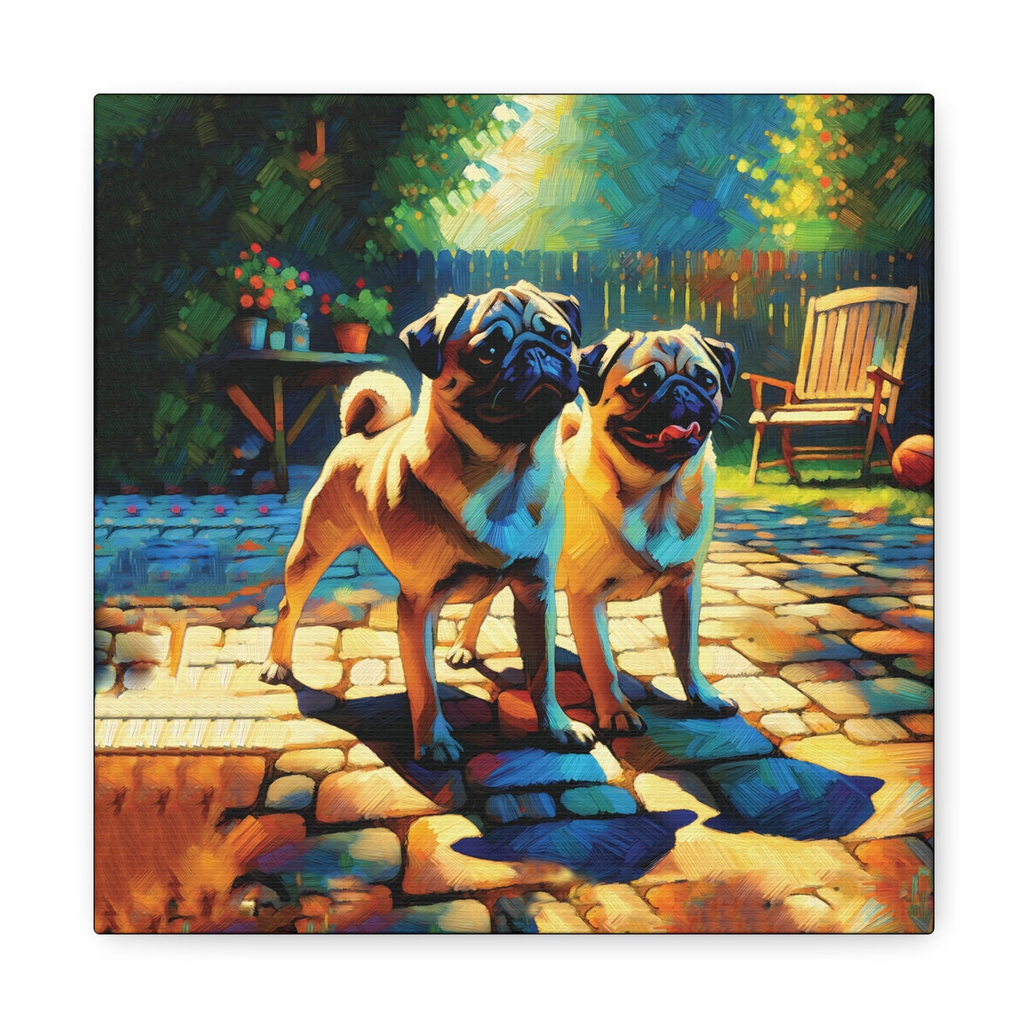 Fawn Pugs Expressionist Canvas Art Print