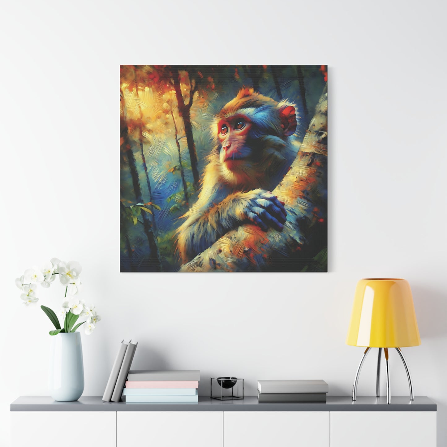 Monkey Wall Art - Rhesus Macaque Expressionist Canvas Art Print