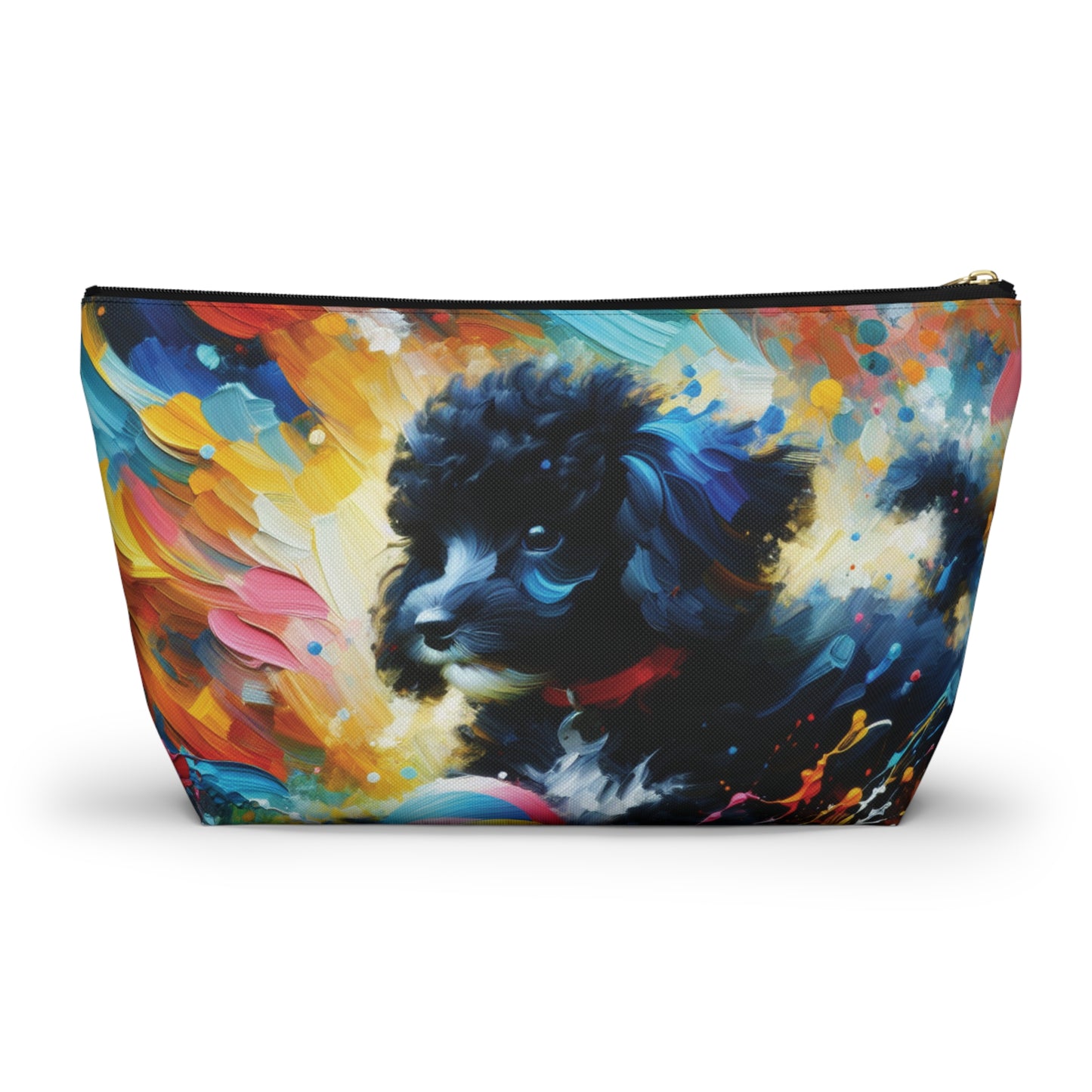 Black and White Poodle T-bottom Pouch | Perfect for Dog Lovers, Travel Accessory, Makeup Bag, Organizer