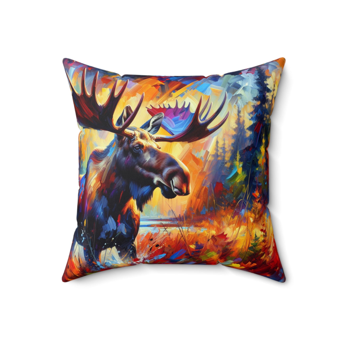 Sunset Moose - Square Throw Pillows