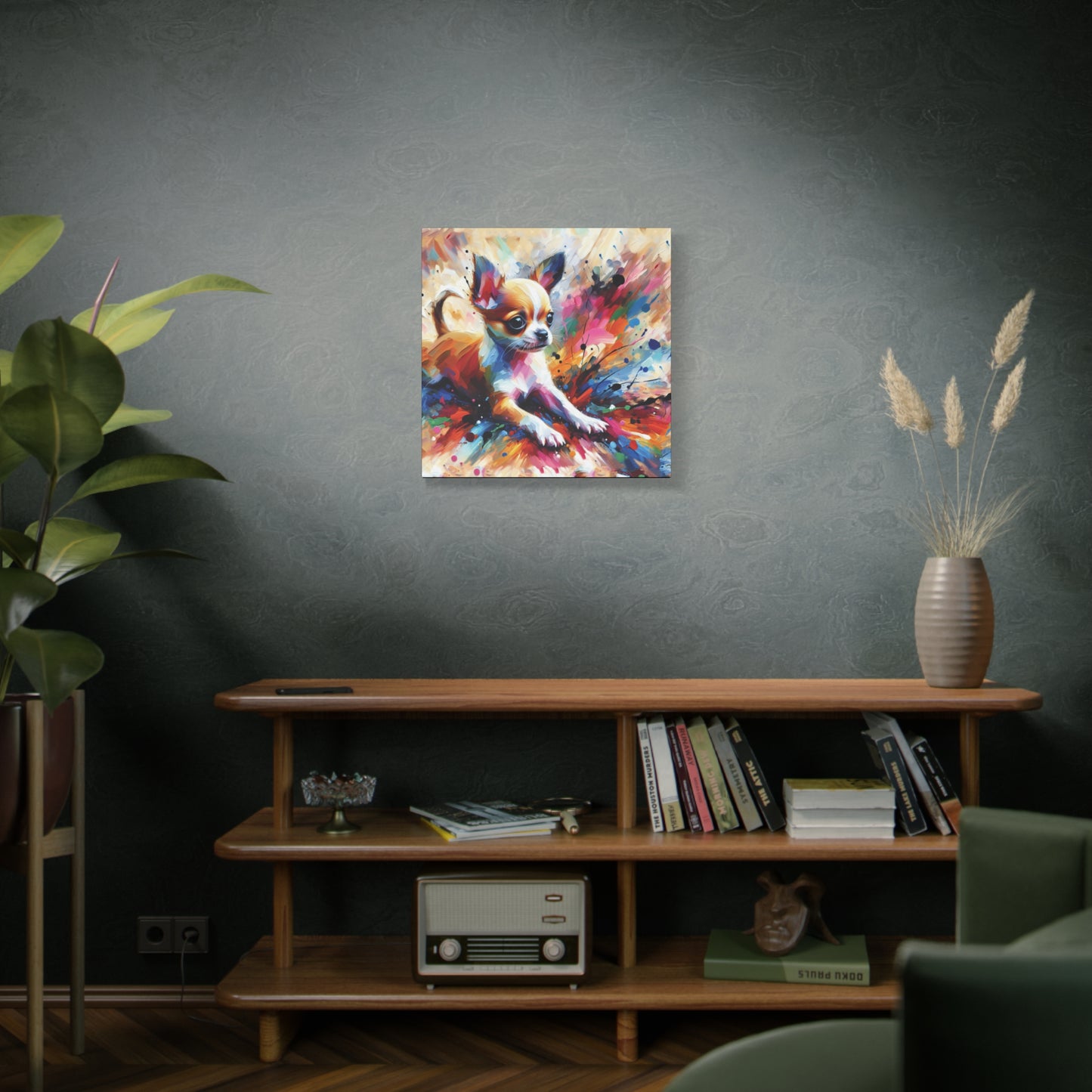 Chihuahua Mayhem Expressionist Canvas Art Print