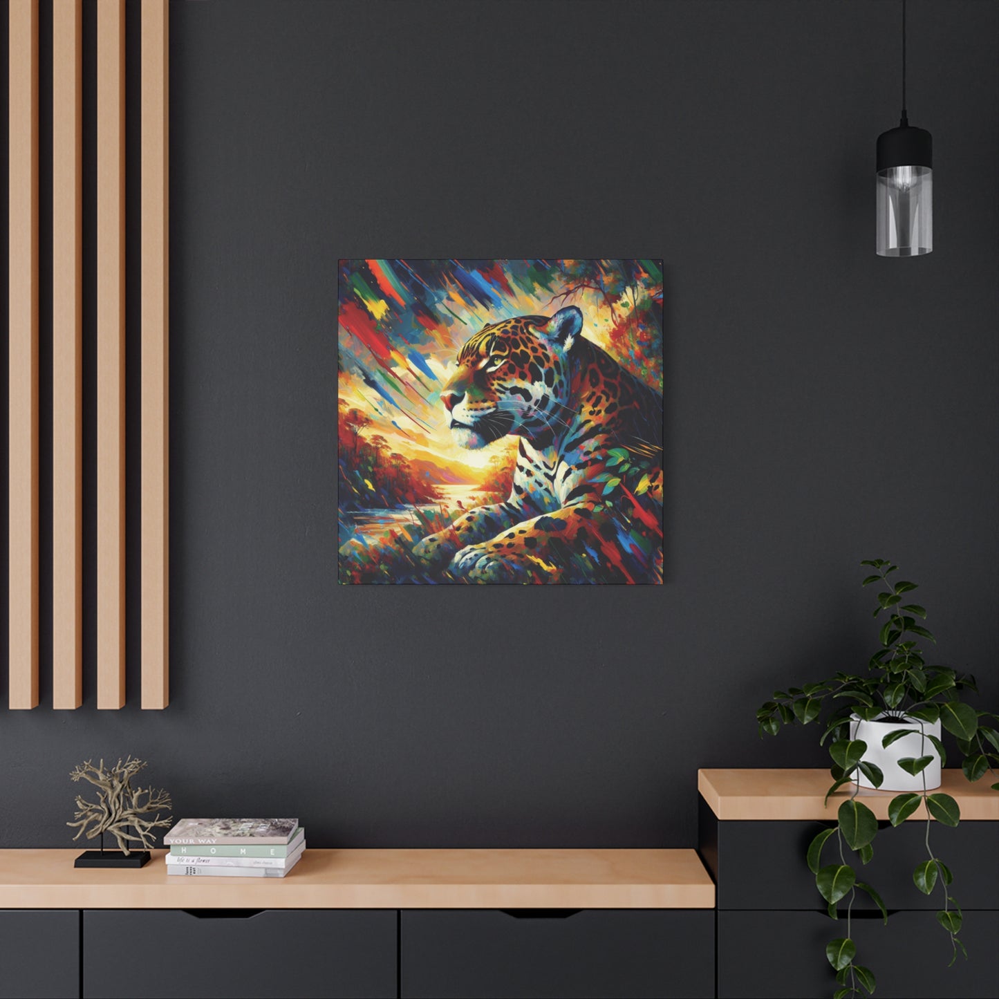 Jaguar Sunset Expressionist Canvas Art Print