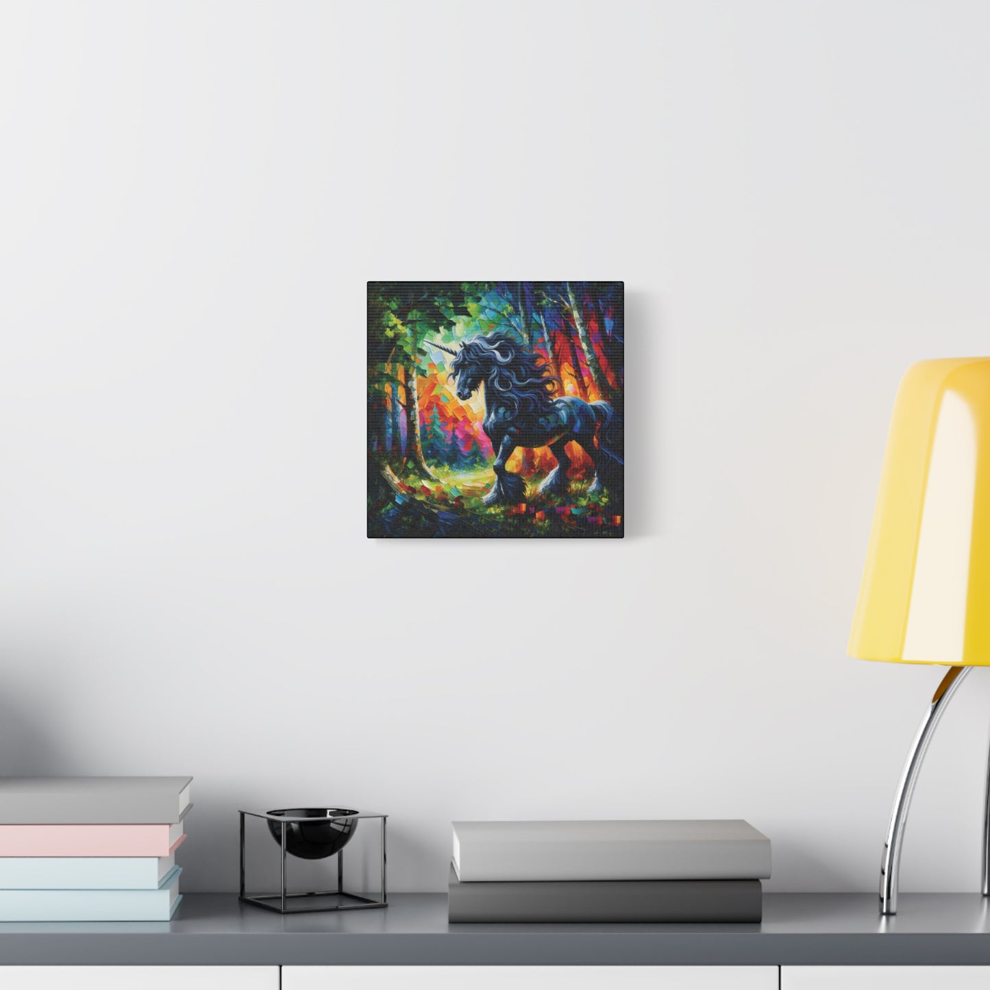 Black Unicorn Stallion Canvas Print - Modern Impressionist Art