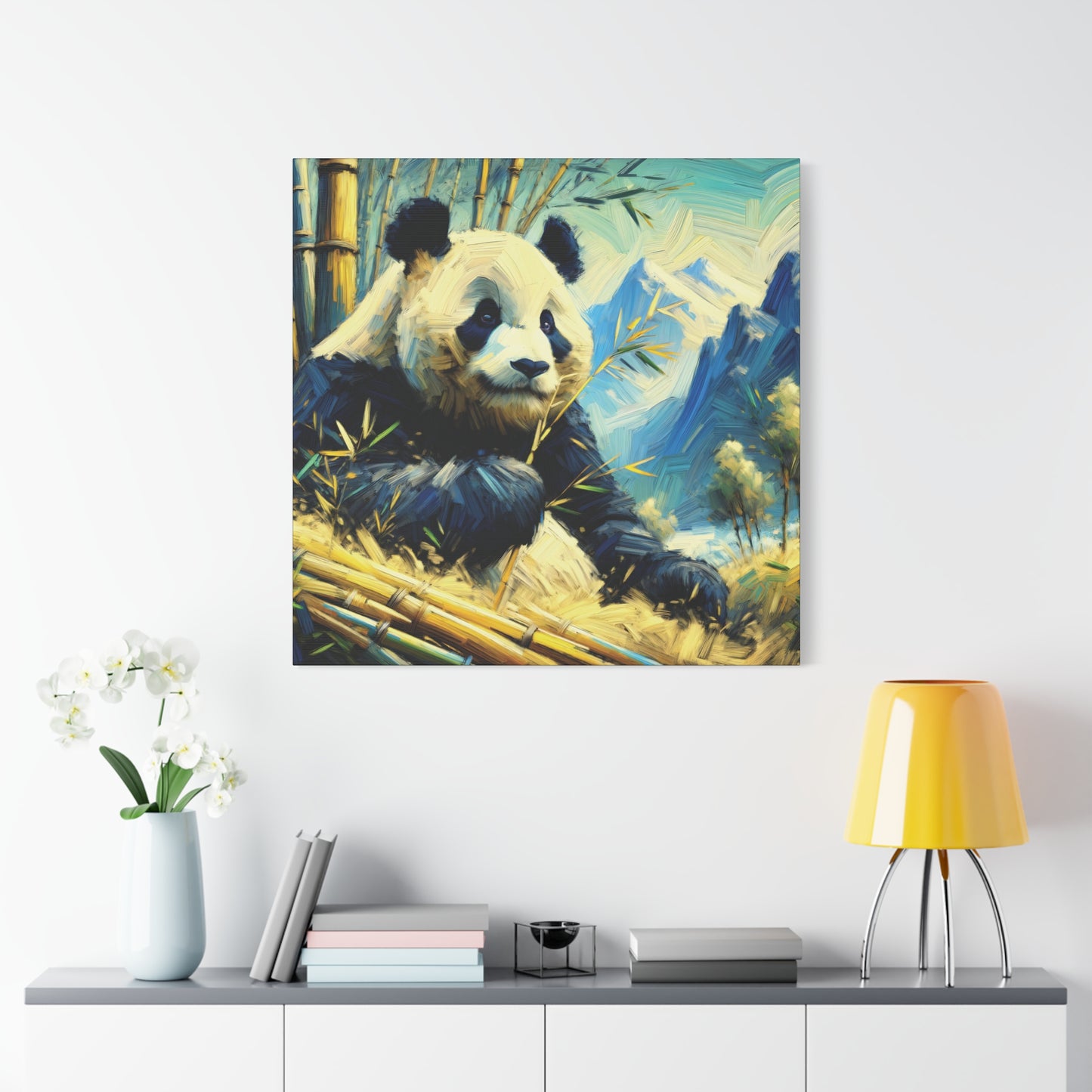 Canvas Wall Art - Giant Panda in Bamboo Forest, Contemporary Impressionist Style Print
