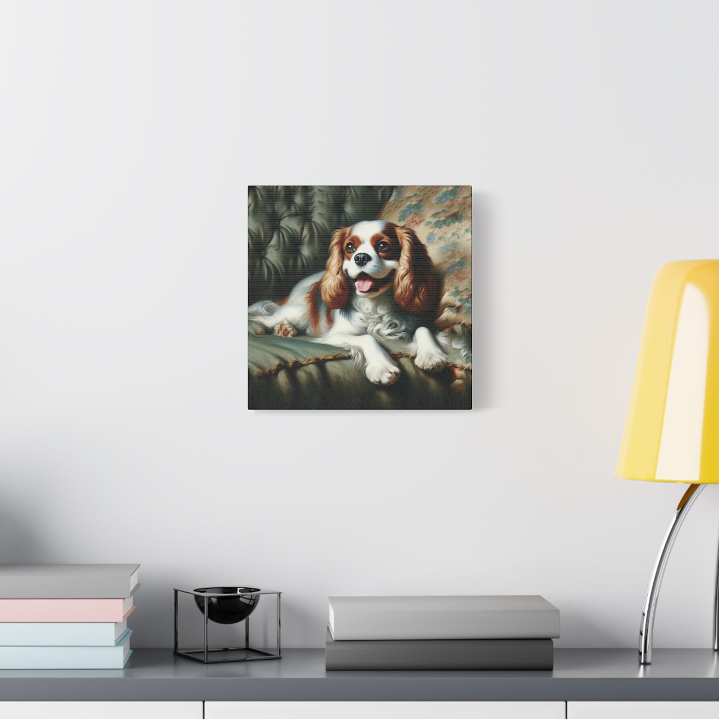 Cavalier King Charles Spaniel on Sofa Impressionist Canvas Art Print