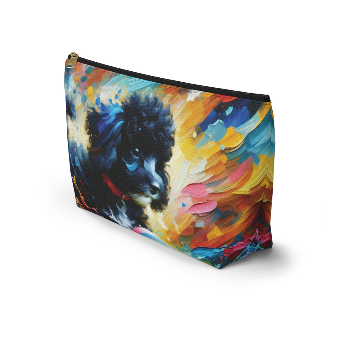 Black and White Poodle T-bottom Pouch | Perfect for Dog Lovers, Travel Accessory, Makeup Bag, Organizer