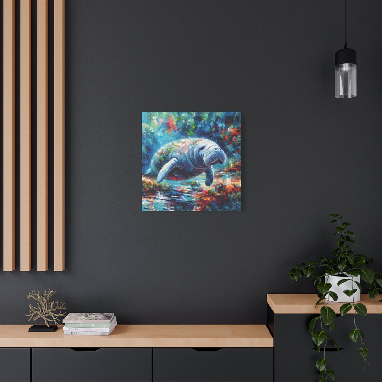 Manatee Garden Expressionist Canvas Art Print