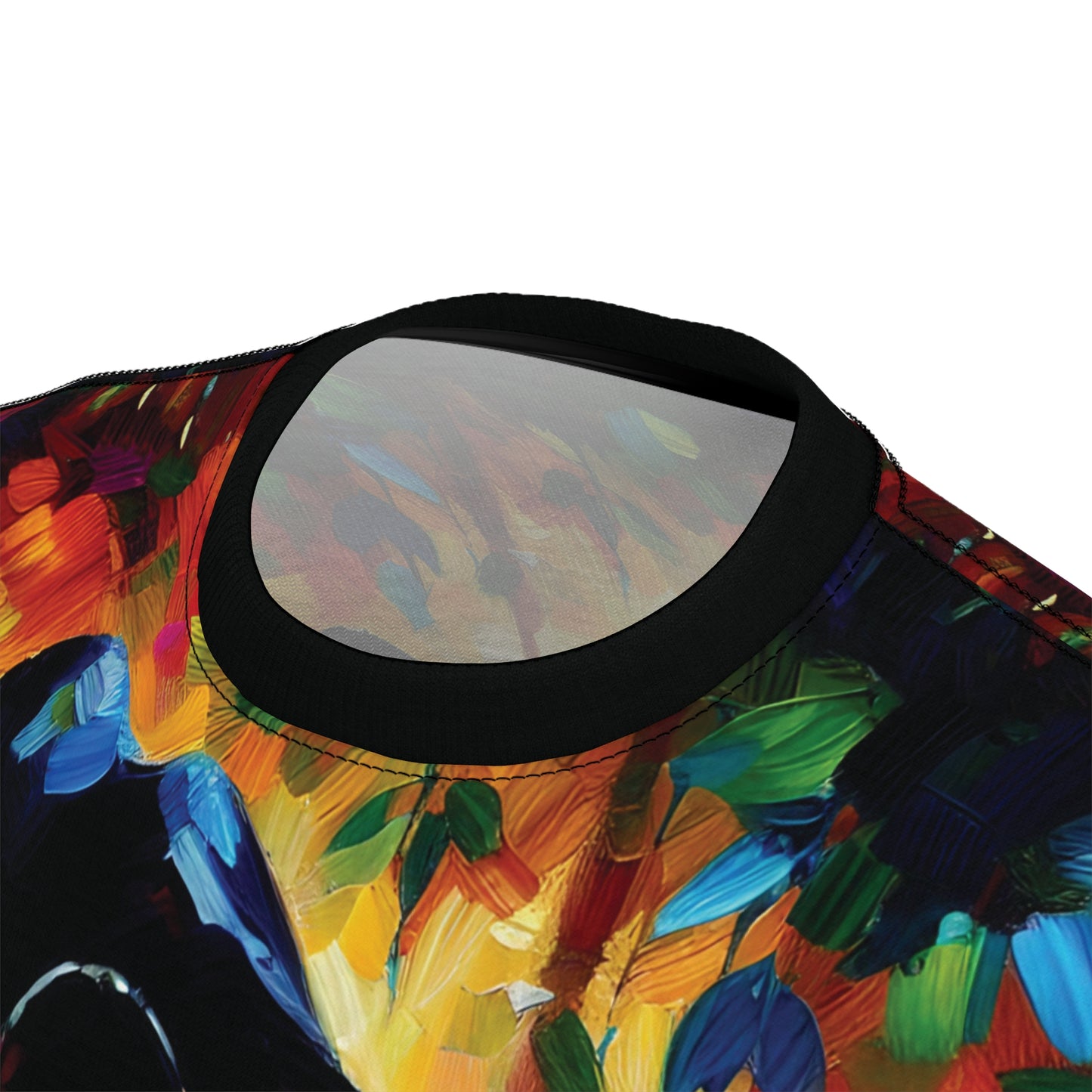 Stalking Black Panther in Jungle Vibrant Art Tee | Colorful Unisex Cut & Sew T-Shirt, Wildlife Apparel, Unique Graphic Tee, Birthday Gift