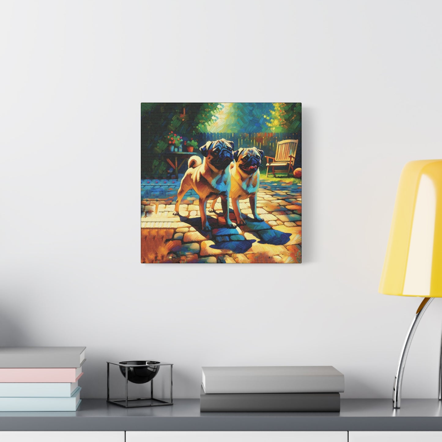 Fawn Pugs Expressionist Canvas Art Print