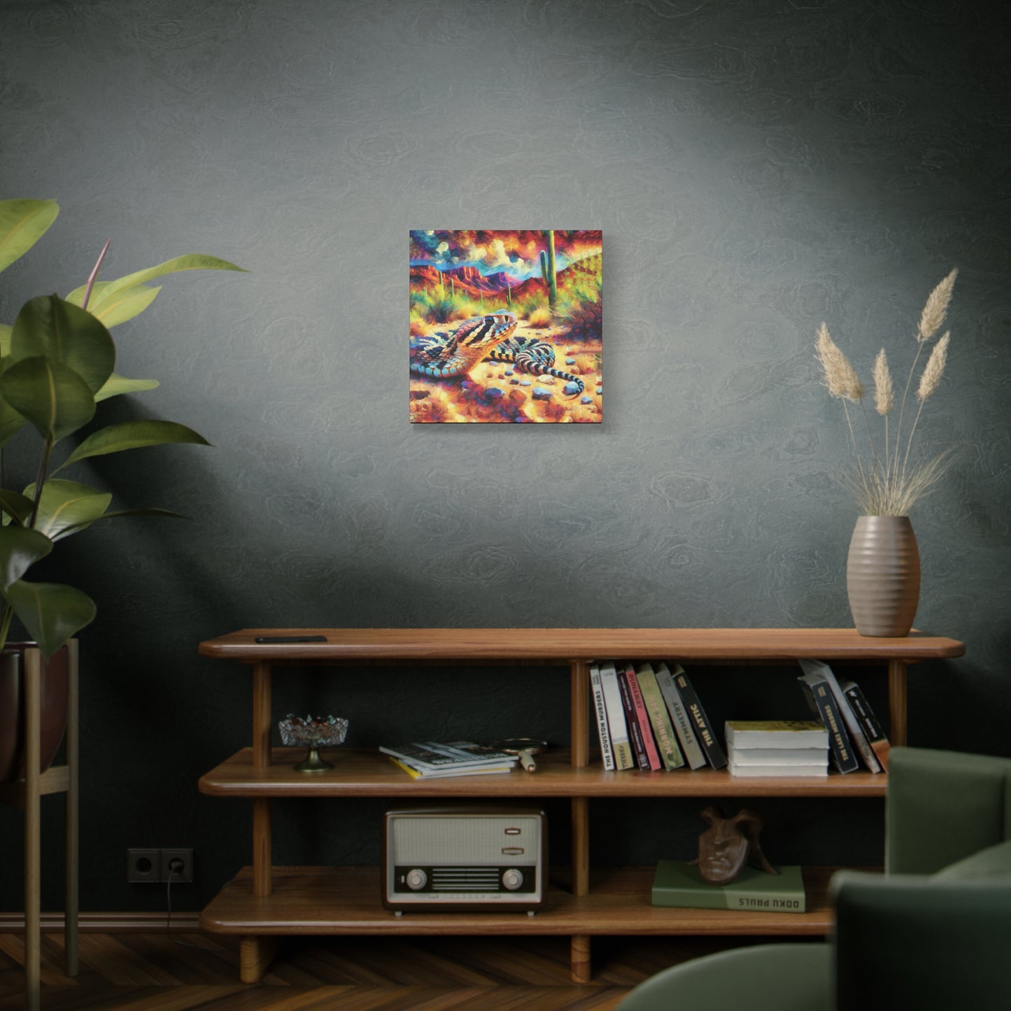 Desert Rattlesnake Expressionist Canvas Art Print