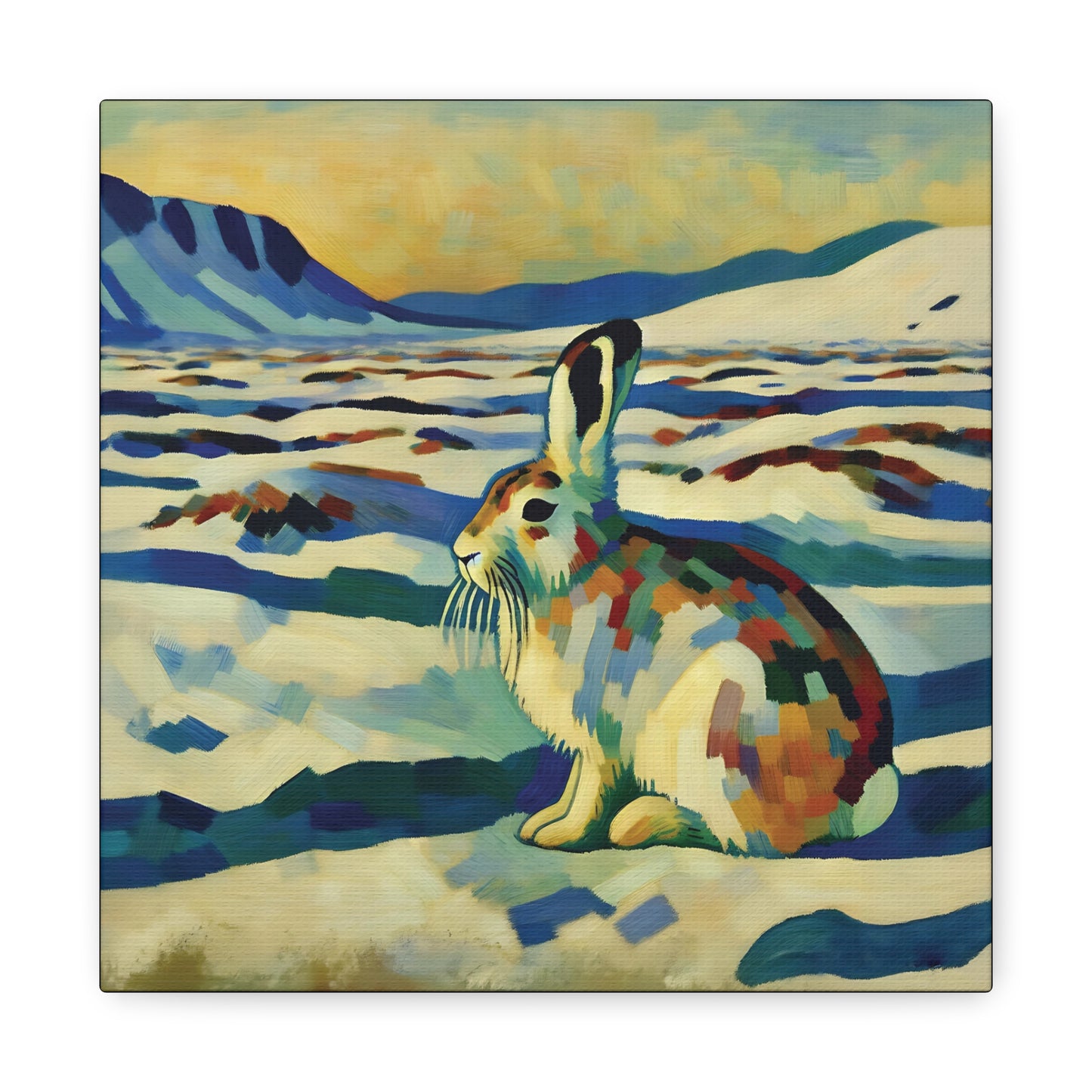 Arctic Hare on the Tundra, Expressionist Style Canvas Art Print