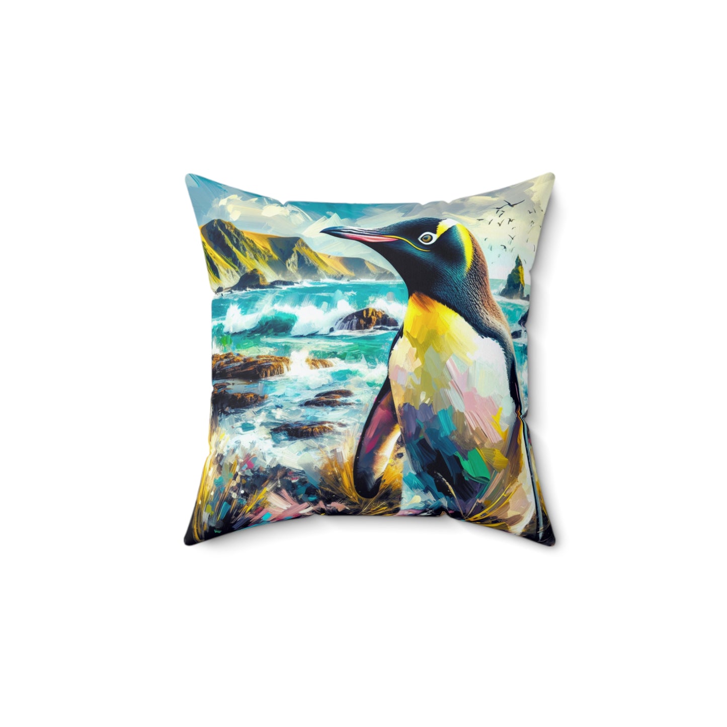 Yellow-Eyed Penguin of South Island - Square Throw Pillows