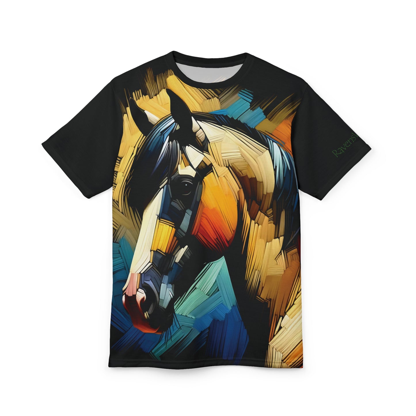 Buckskin Horse Portrait Vibrant Art Tee | Colorful Unisex Cut & Sew T-Shirt, Wildlife Apparel, Unique Graphic Tee, Birthday Gift