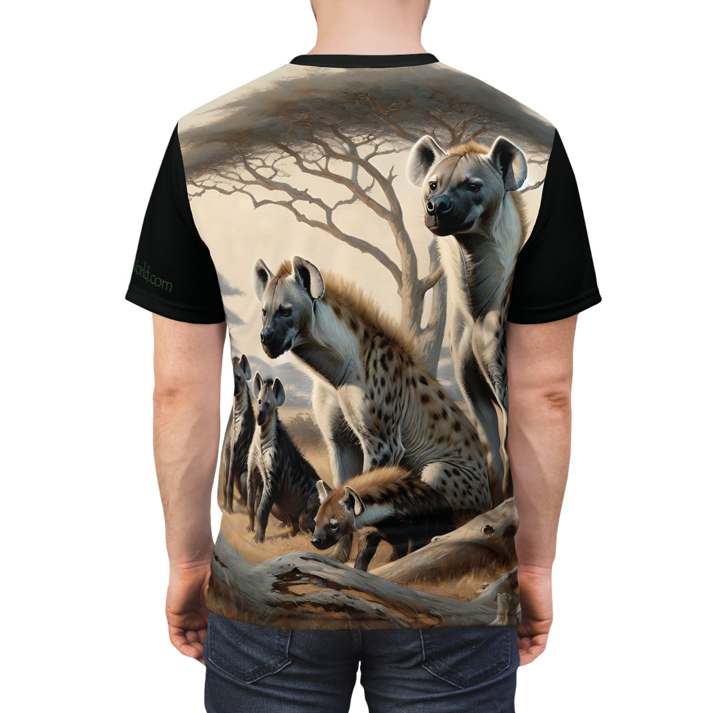 Hyena Family Art Tee | Unisex Cut & Sew T-Shirt, Wildlife Apparel, Unique Graphic Tee, Birthday Gift