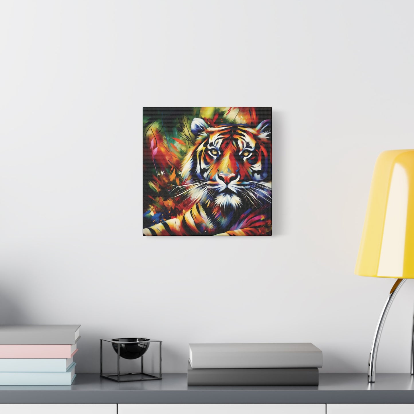 Tiger Portrait in Bright Colors Expressionist Canvas Art Print