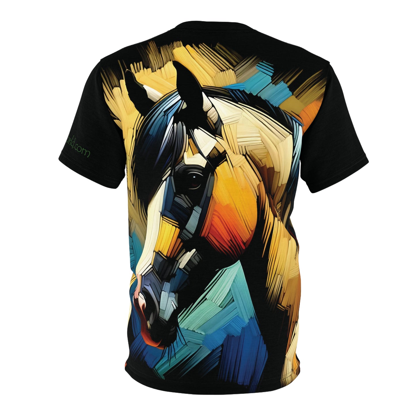 Buckskin Horse Portrait Vibrant Art Tee | Colorful Unisex Cut & Sew T-Shirt, Wildlife Apparel, Unique Graphic Tee, Birthday Gift