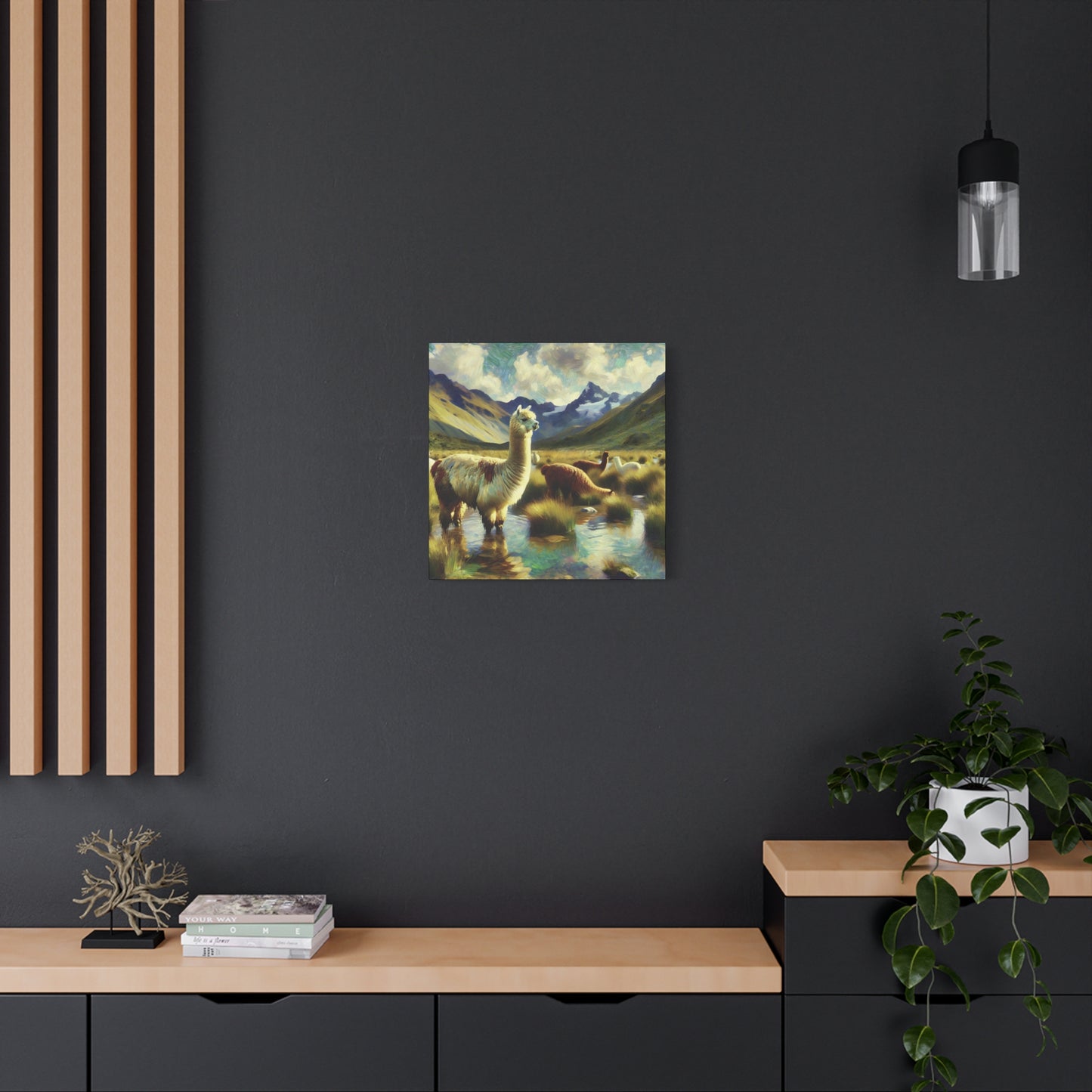 Alpacas in the Andes Canvas Art Print | Impressionist Wildlife Art