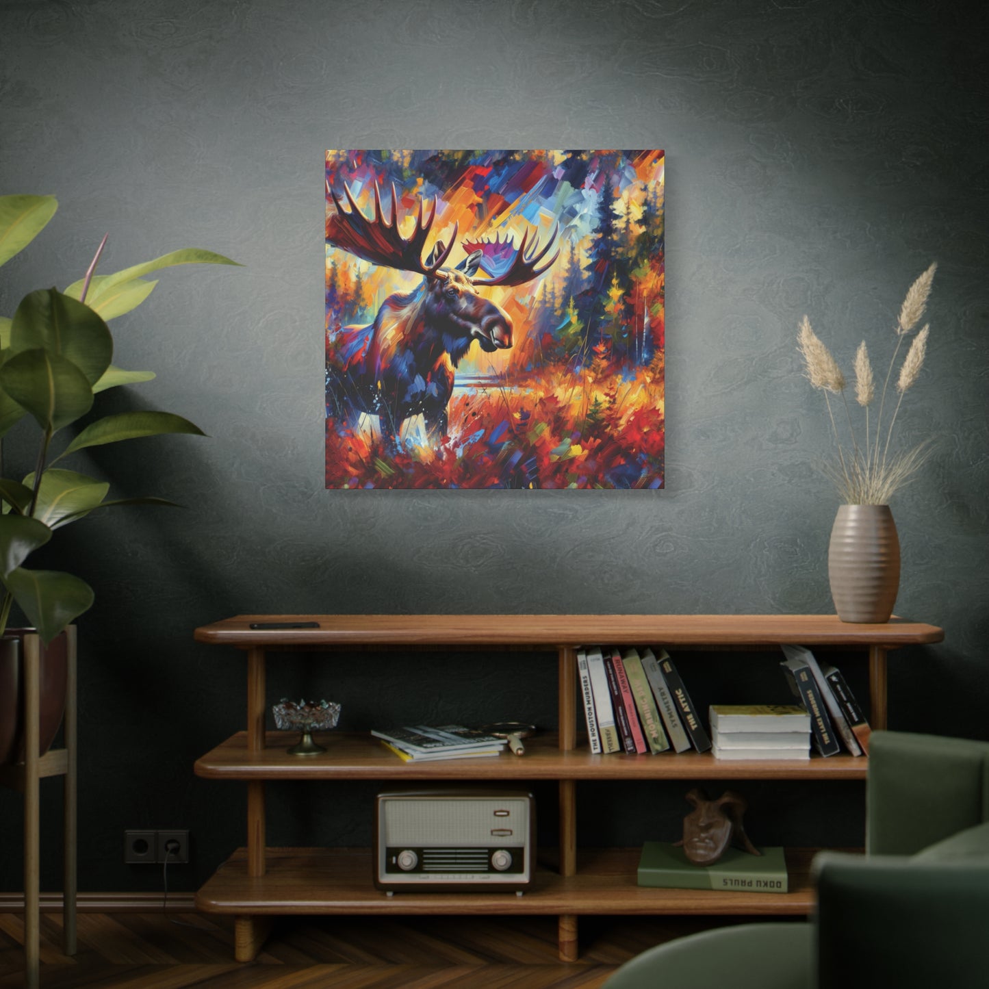 Sunset Moose Expressionist Canvas Art Print