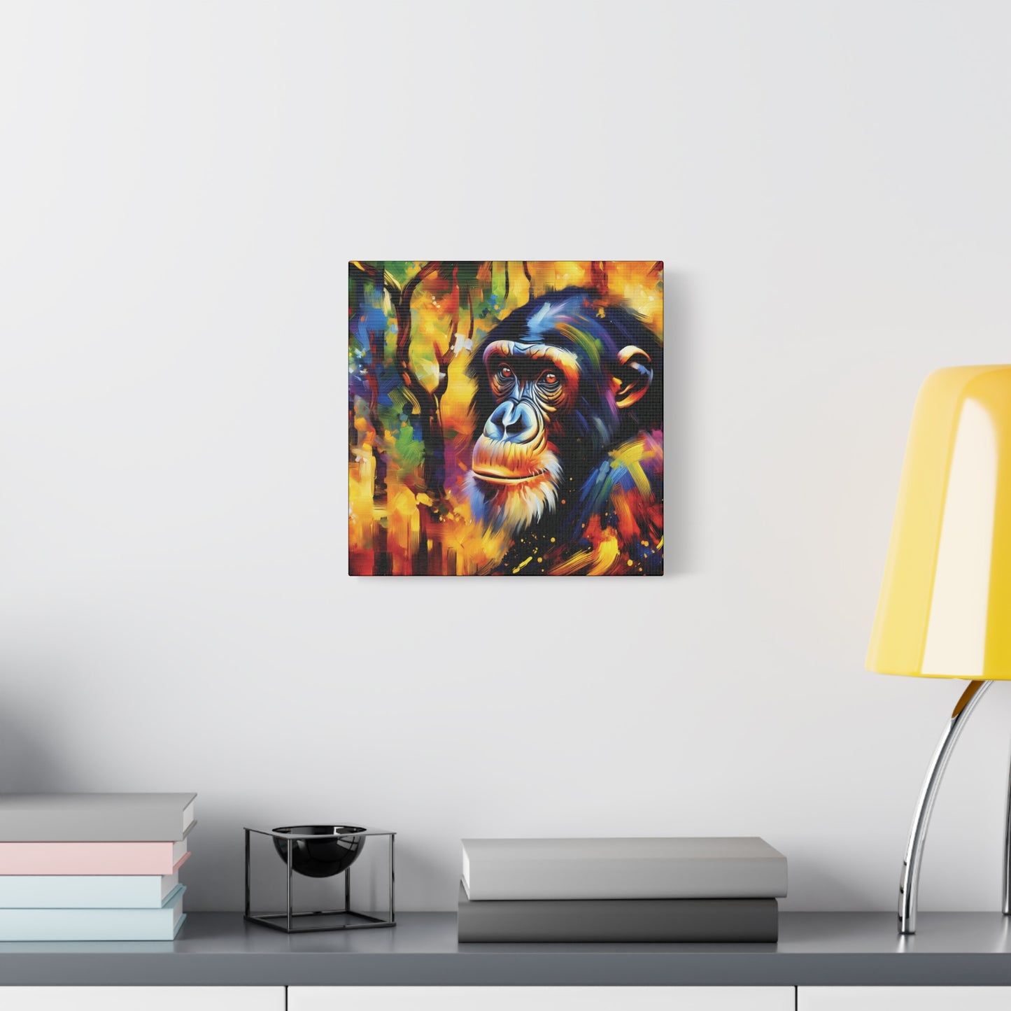 Curious Bonobo Expressionist Canvas Art Print