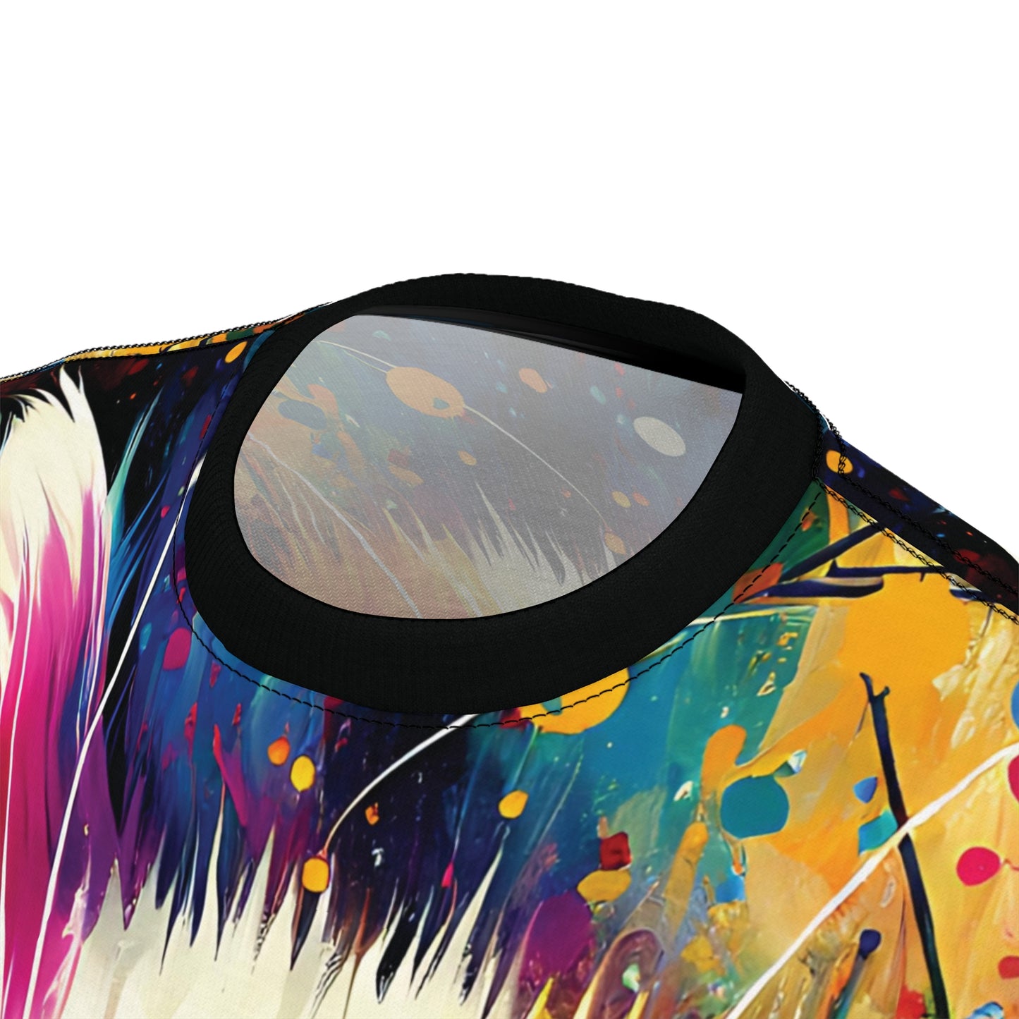 Contented Cat Vibrant Art Tee | Colorful Unisex Cut & Sew T-Shirt, Wildlife Apparel, Unique Graphic Tee, Birthday Gift
