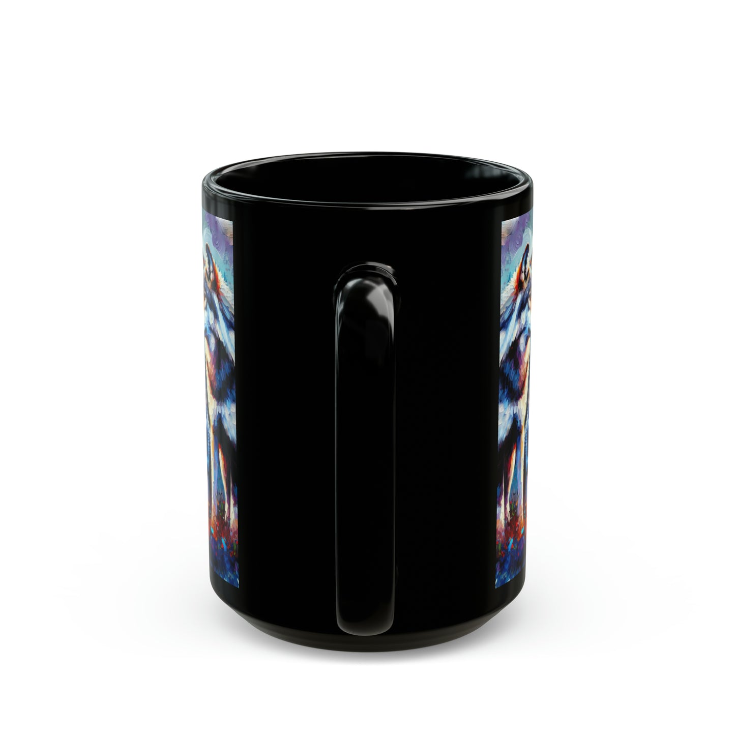 Gray Wolf Family - Black Mugs (11oz, 15oz)