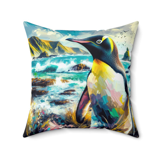 Yellow-Eyed Penguin of South Island - Square Throw Pillows