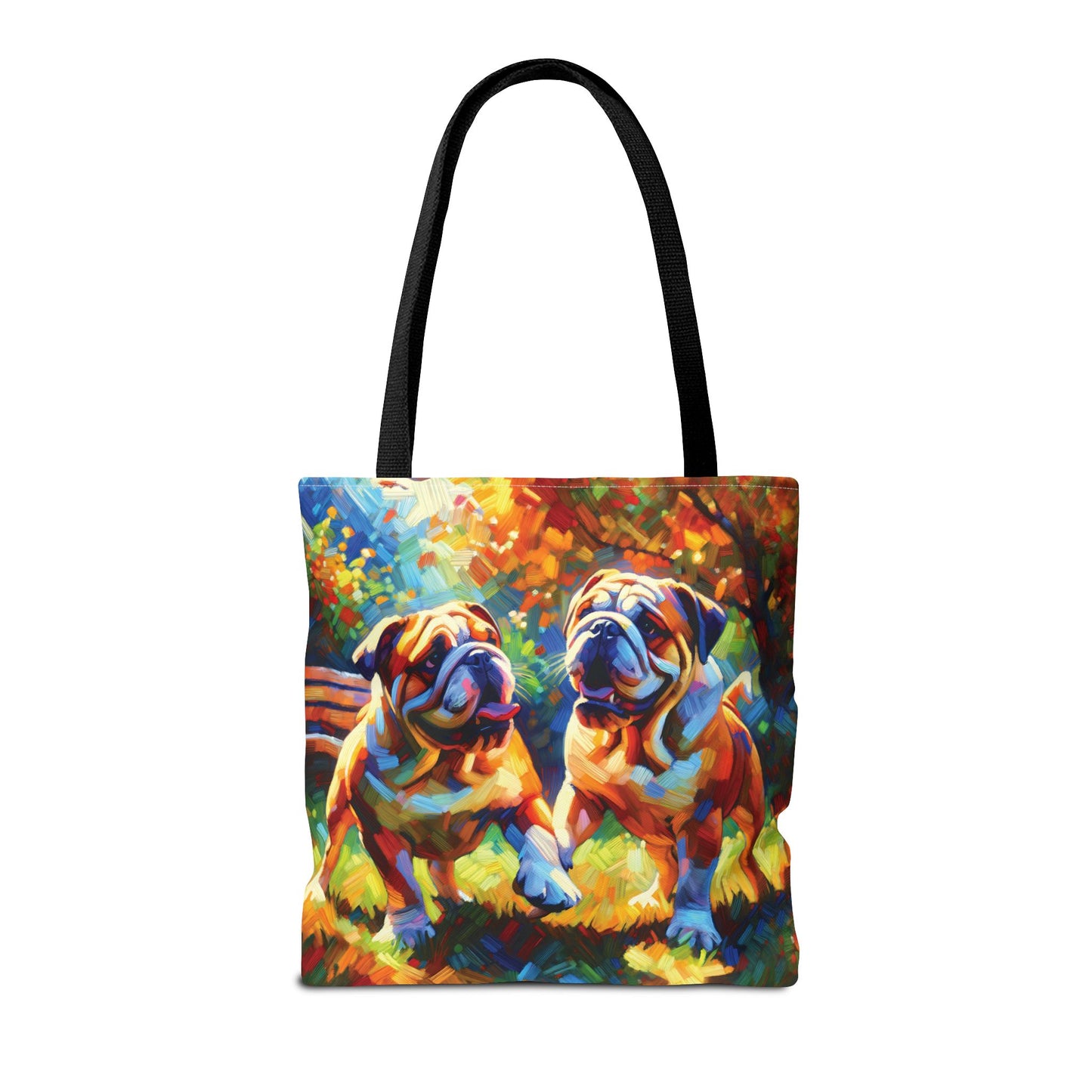 Playful Bulldogs - Colorful Artistic Tote Bag
