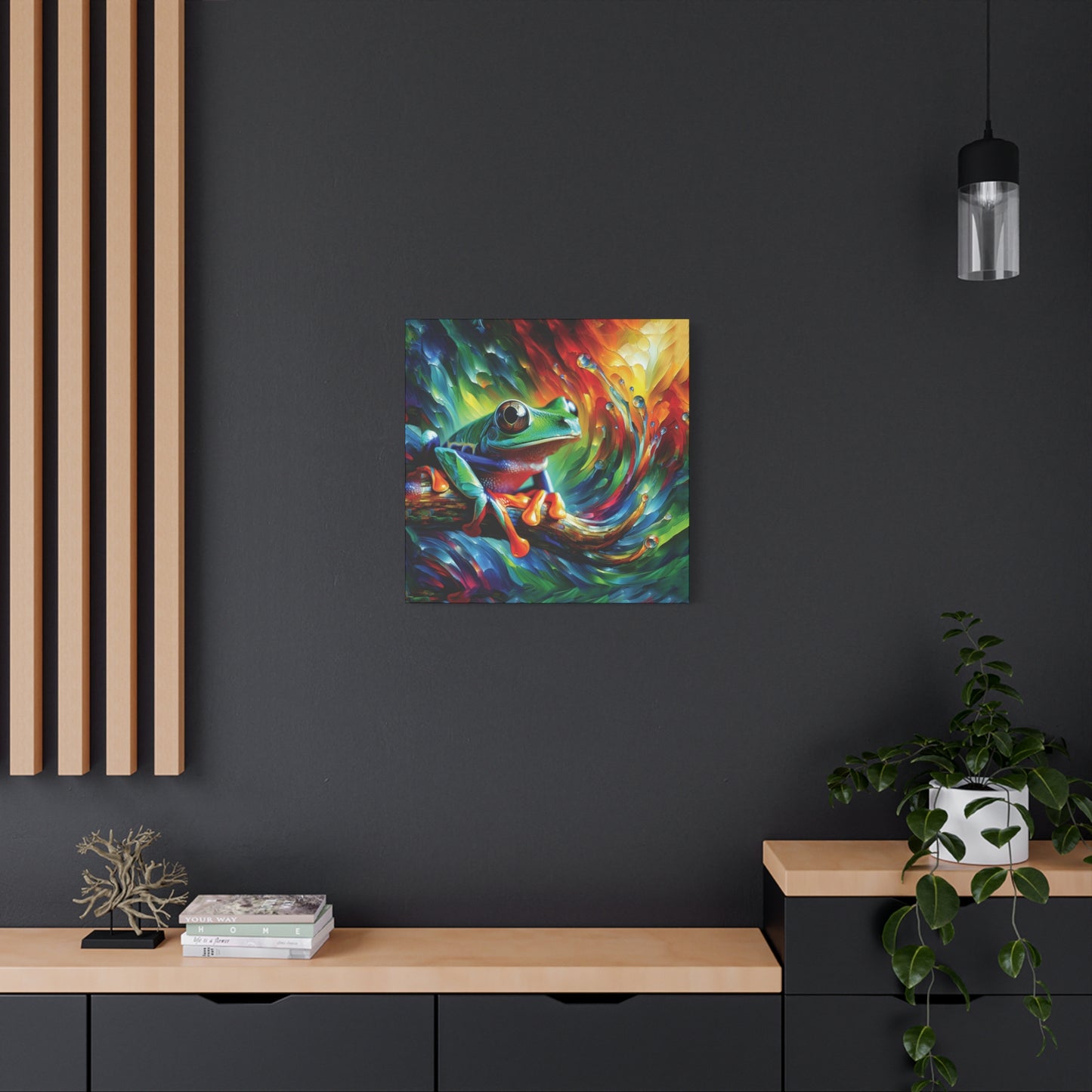 Treefrog Swirl Expressionist Canvas Art Print