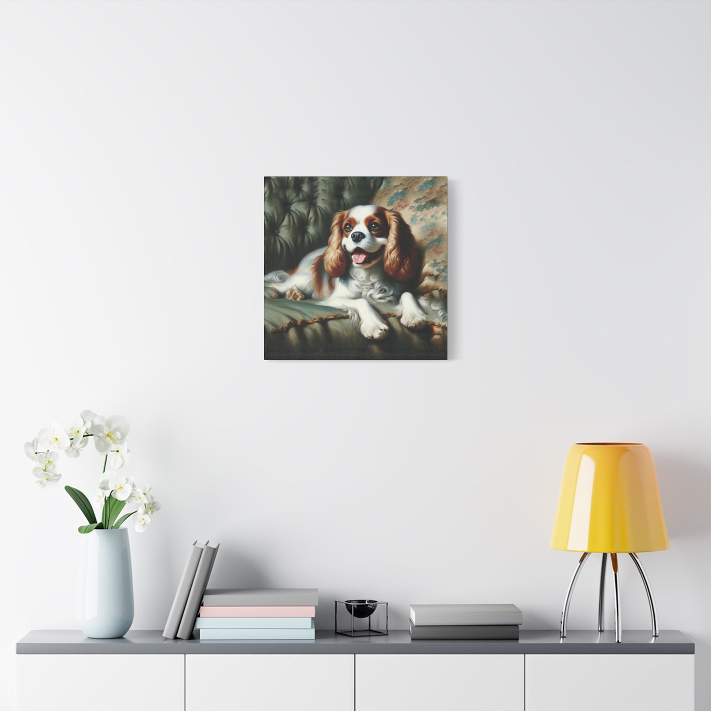 Cavalier King Charles Spaniel on Sofa Impressionist Canvas Art Print