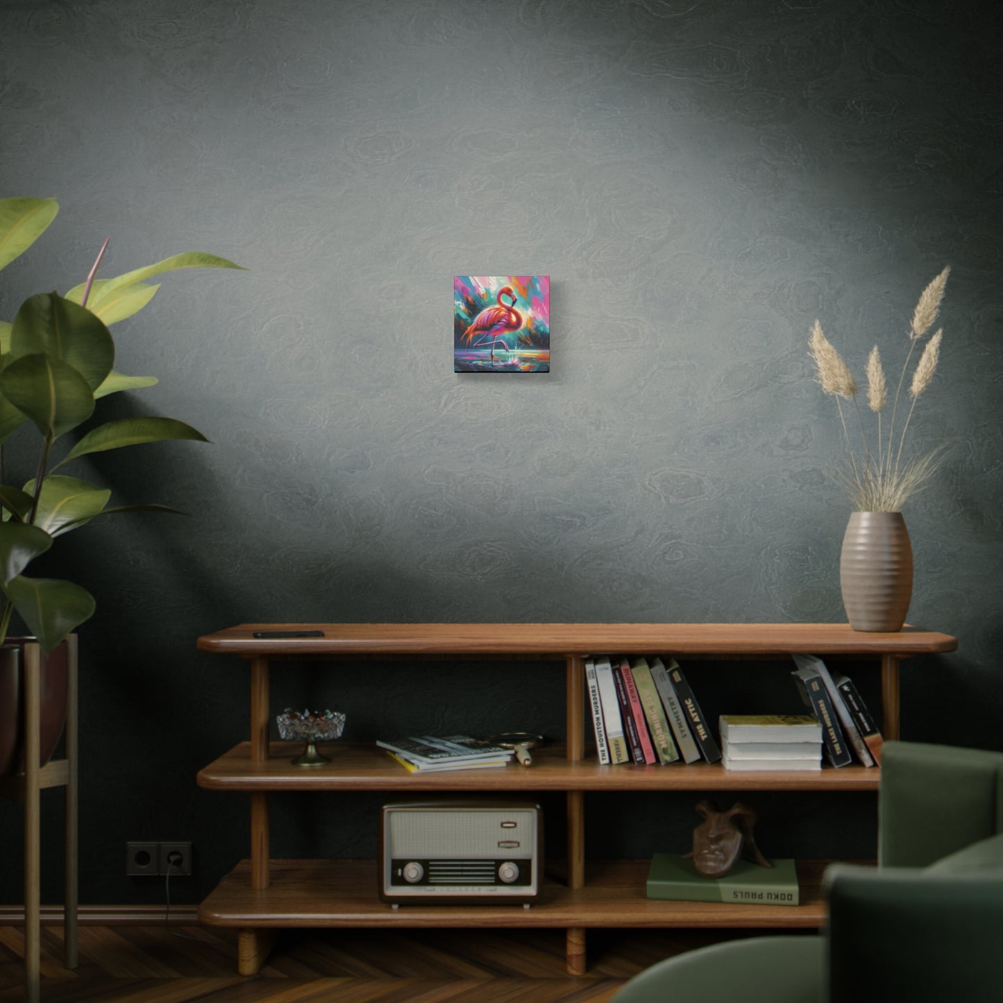 Canvas Wall Art - Flamingo Colorful Expressionist Style Print