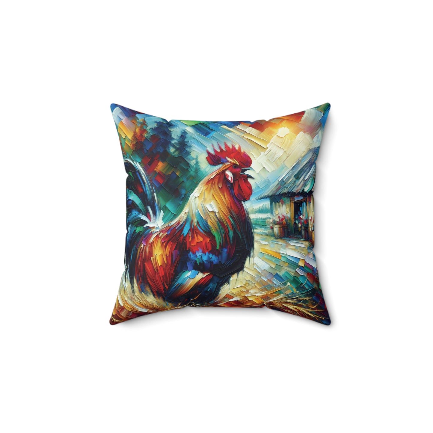Rooster Morning - Square Throw Pillows