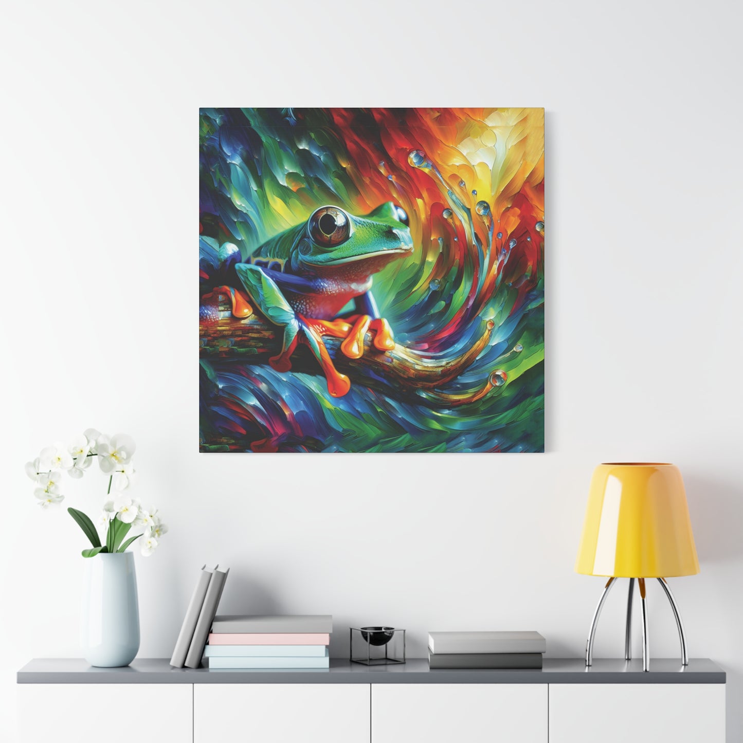 Treefrog Swirl Expressionist Canvas Art Print