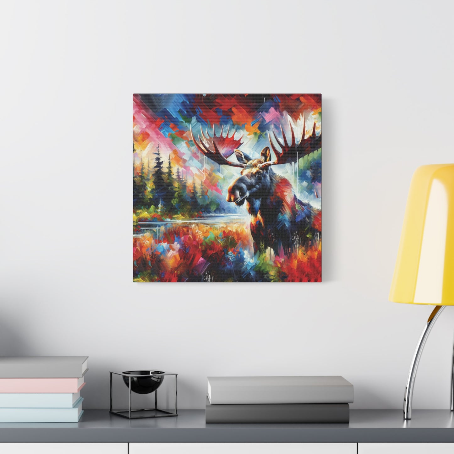 Sunrise Moose Expressionist Canvas Art Print