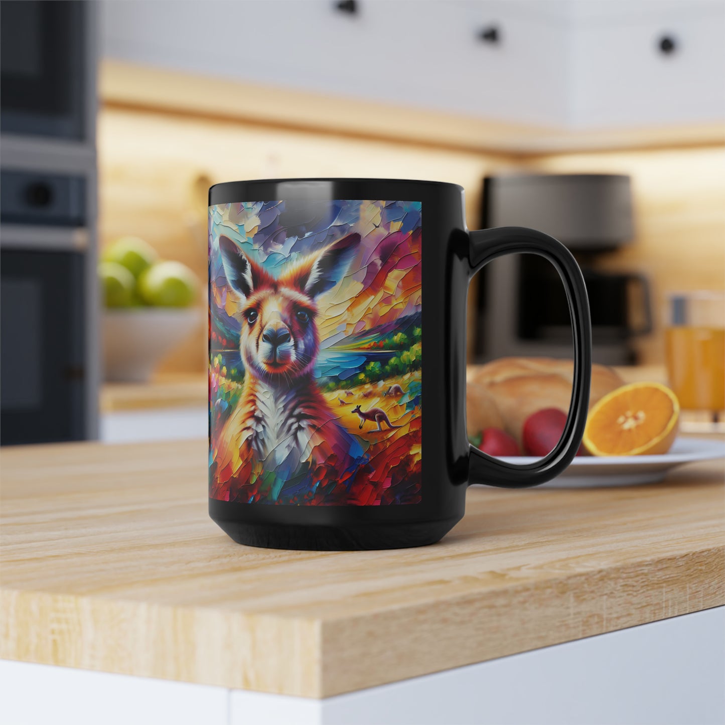 Kangaroo Photo Bomb - Black Mugs (11oz, 15oz)