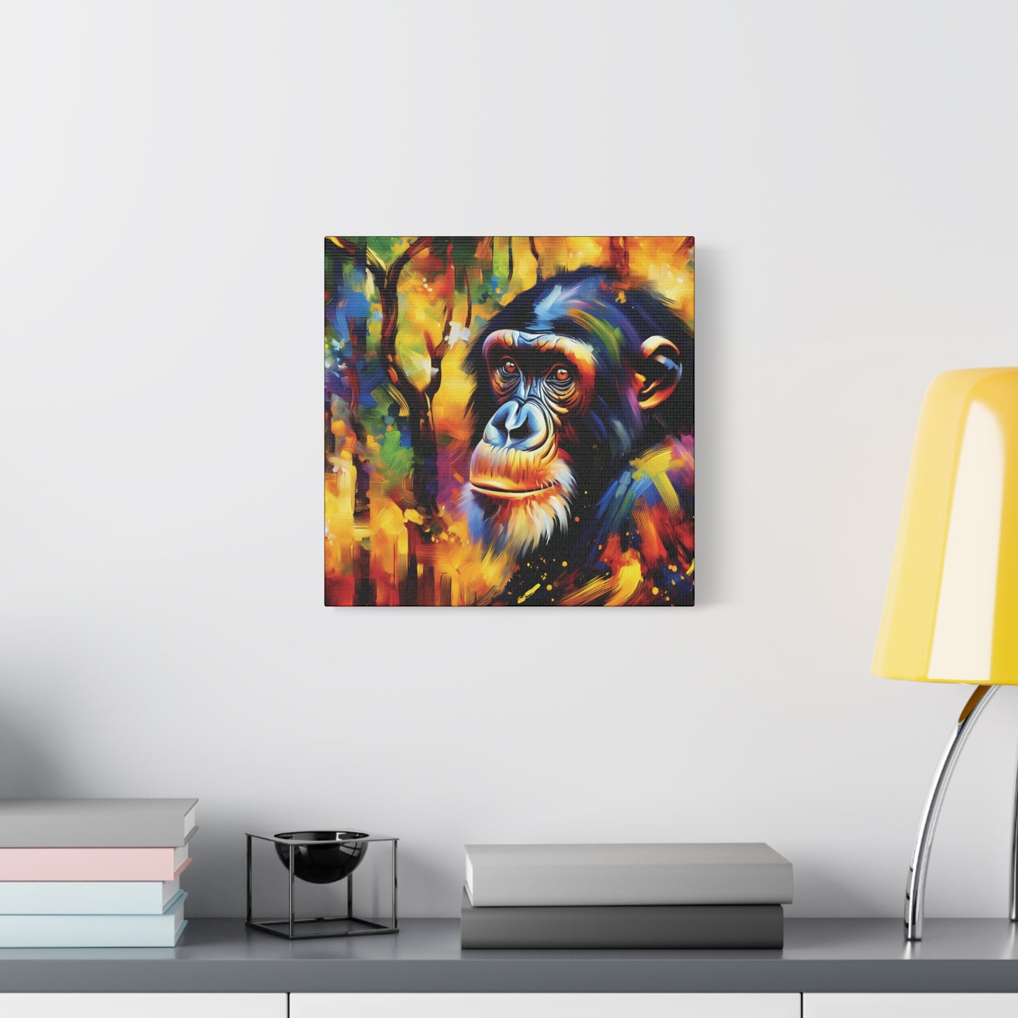 Curious Bonobo Expressionist Canvas Art Print