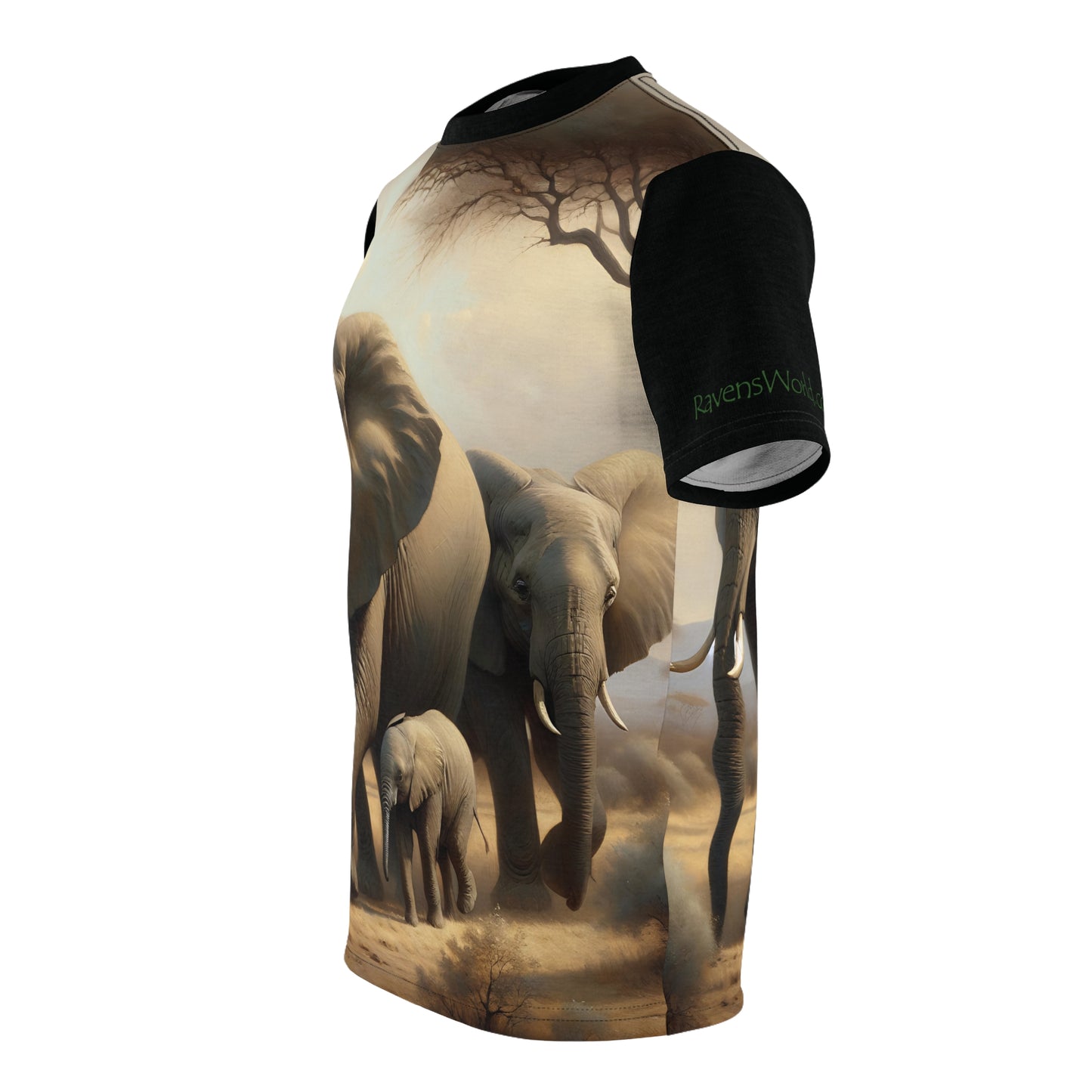 African Elephant Family Art Tee | Unisex Cut & Sew T-Shirt, Wildlife Apparel, Unique Graphic Tee, Birthday Gift