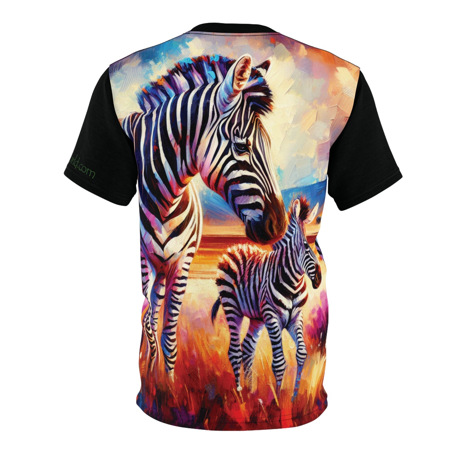 Zebra and Foal Art Tee | Colorful Unisex Cut & Sew T-Shirt, Wildlife Apparel, Unique Graphic Tee, Birthday Gift