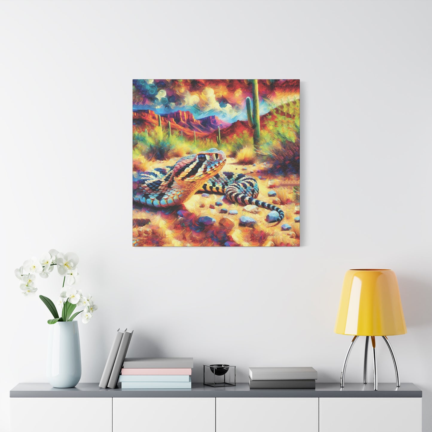 Desert Rattlesnake Expressionist Canvas Art Print