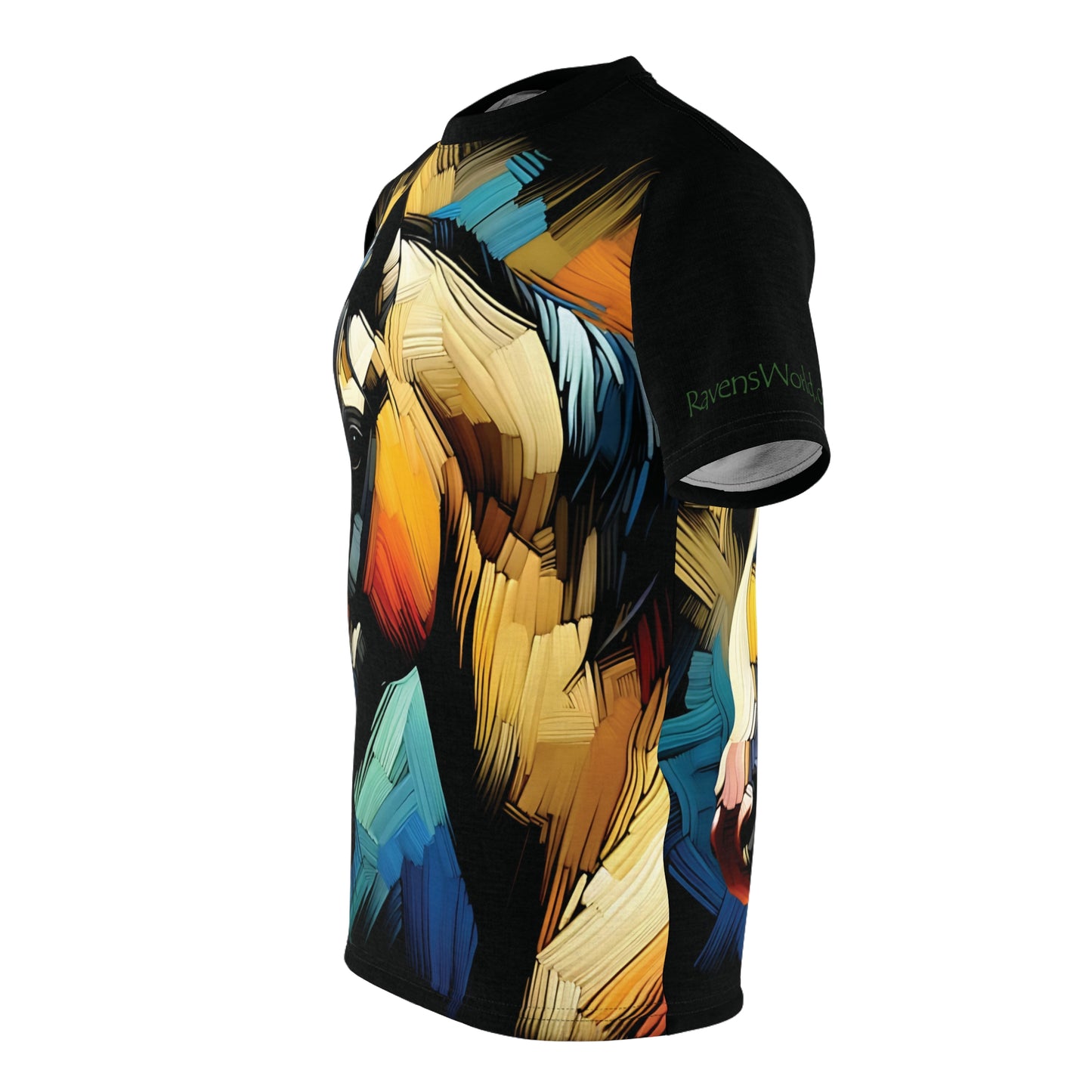 Buckskin Horse Portrait Vibrant Art Tee | Colorful Unisex Cut & Sew T-Shirt, Wildlife Apparel, Unique Graphic Tee, Birthday Gift