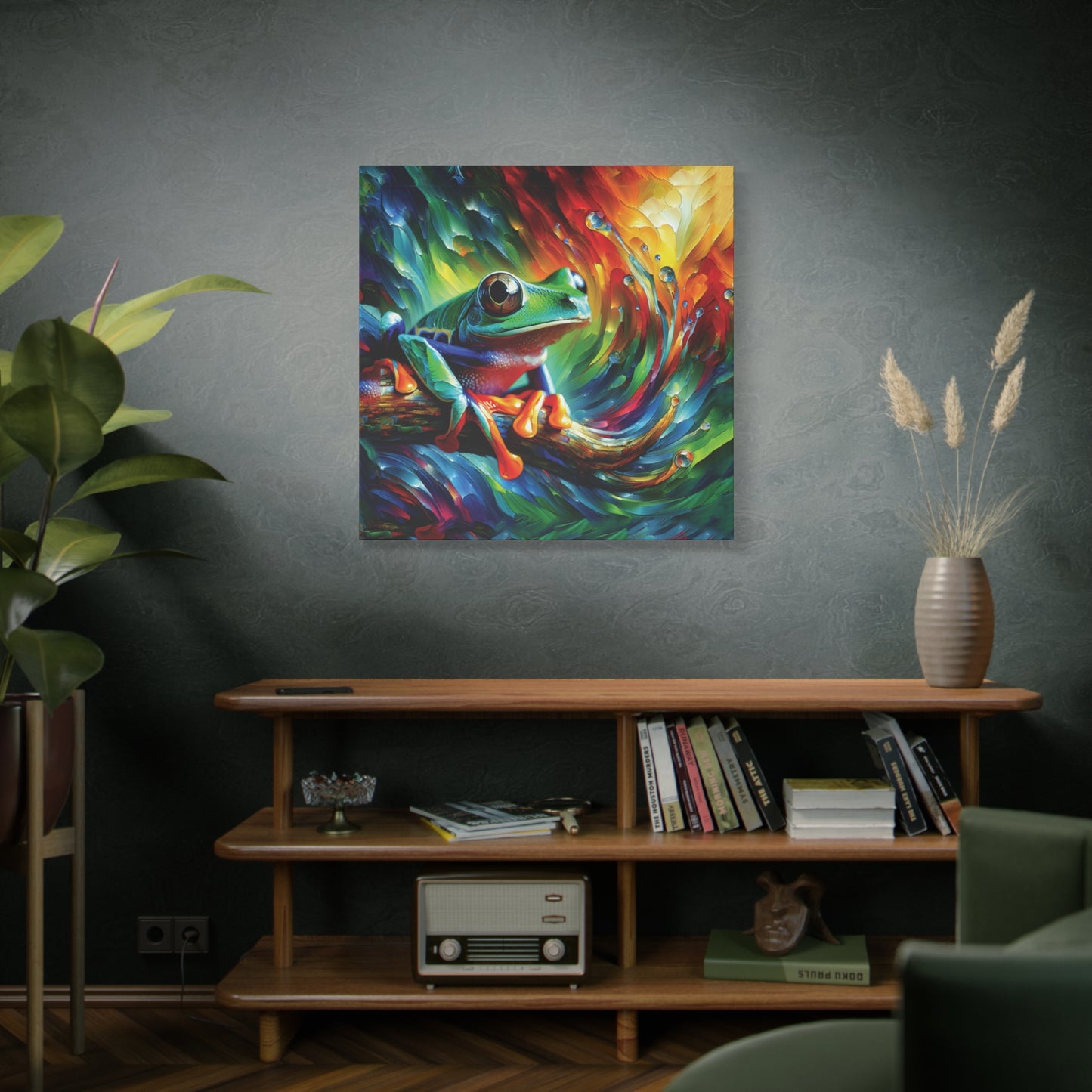 Treefrog Swirl Expressionist Canvas Art Print