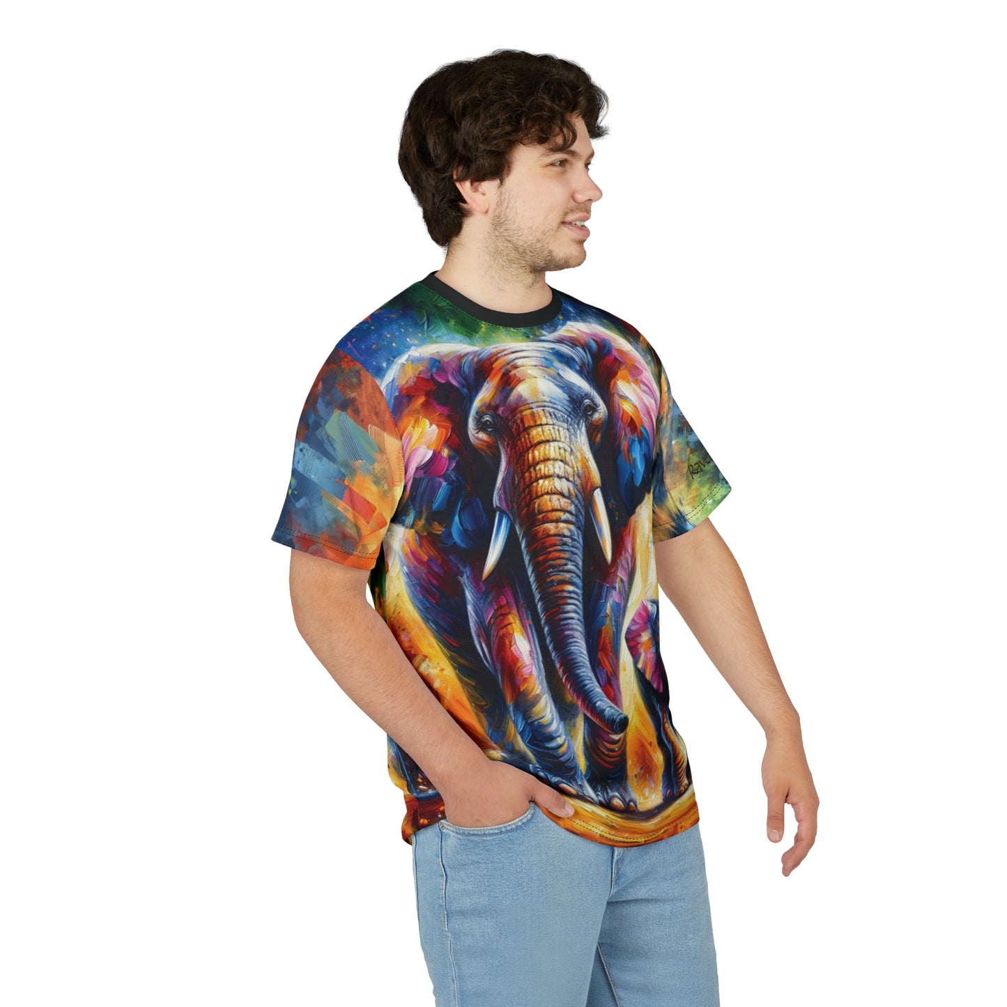 Celebrate Elephants! Vibrant Art Tee | Colorful Unisex Cut & Sew T-Shirt, Wildlife Apparel, Unique Graphic Tee, Birthday Gift