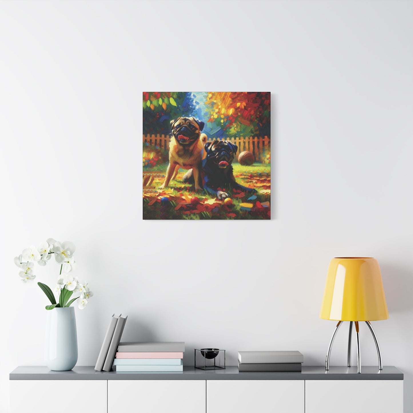Pug Buddies Expressionist Canvas Art Print