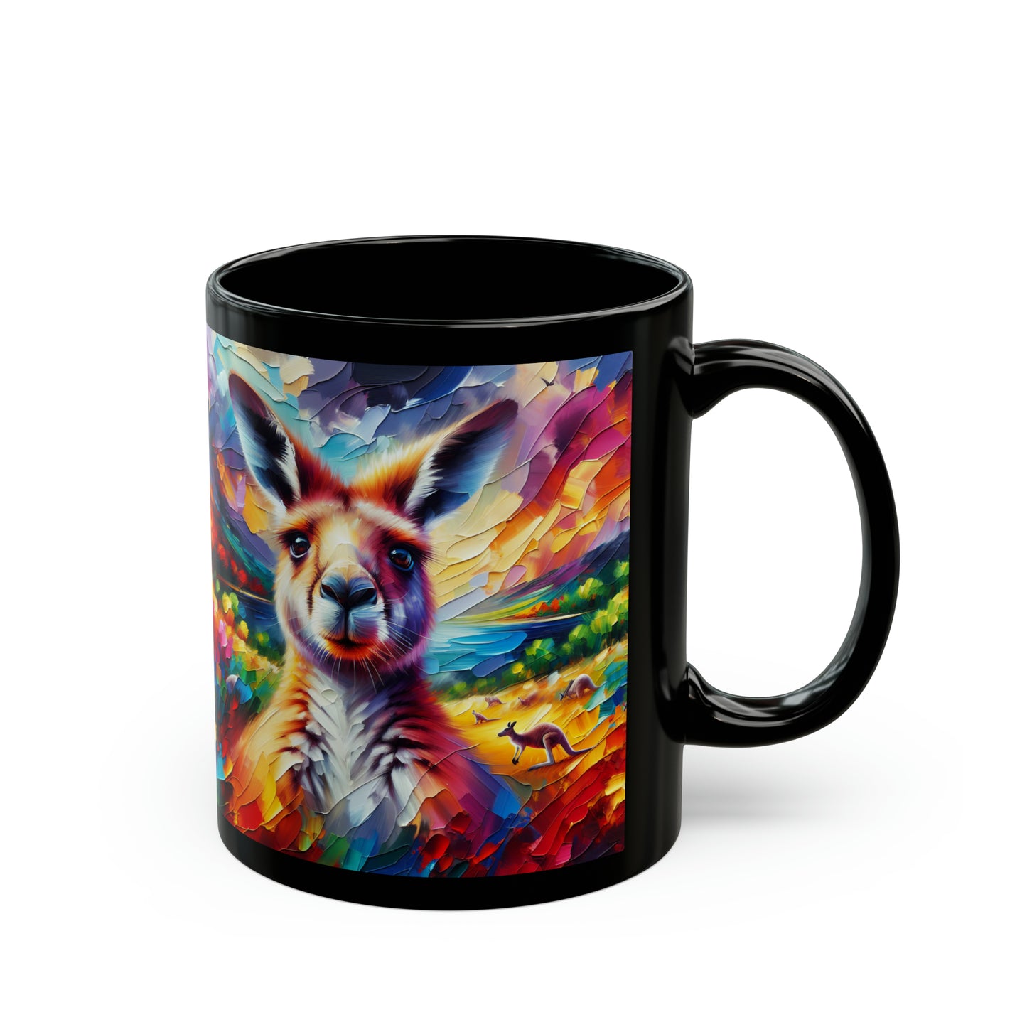 Kangaroo Photo Bomb - Black Mugs (11oz, 15oz)