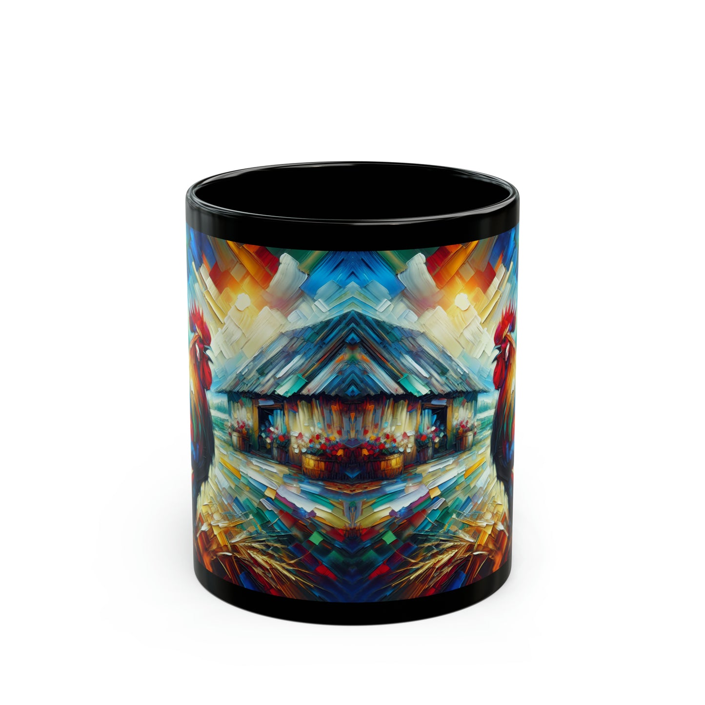 Rooster Morning - Black Mugs (11oz, 15oz)