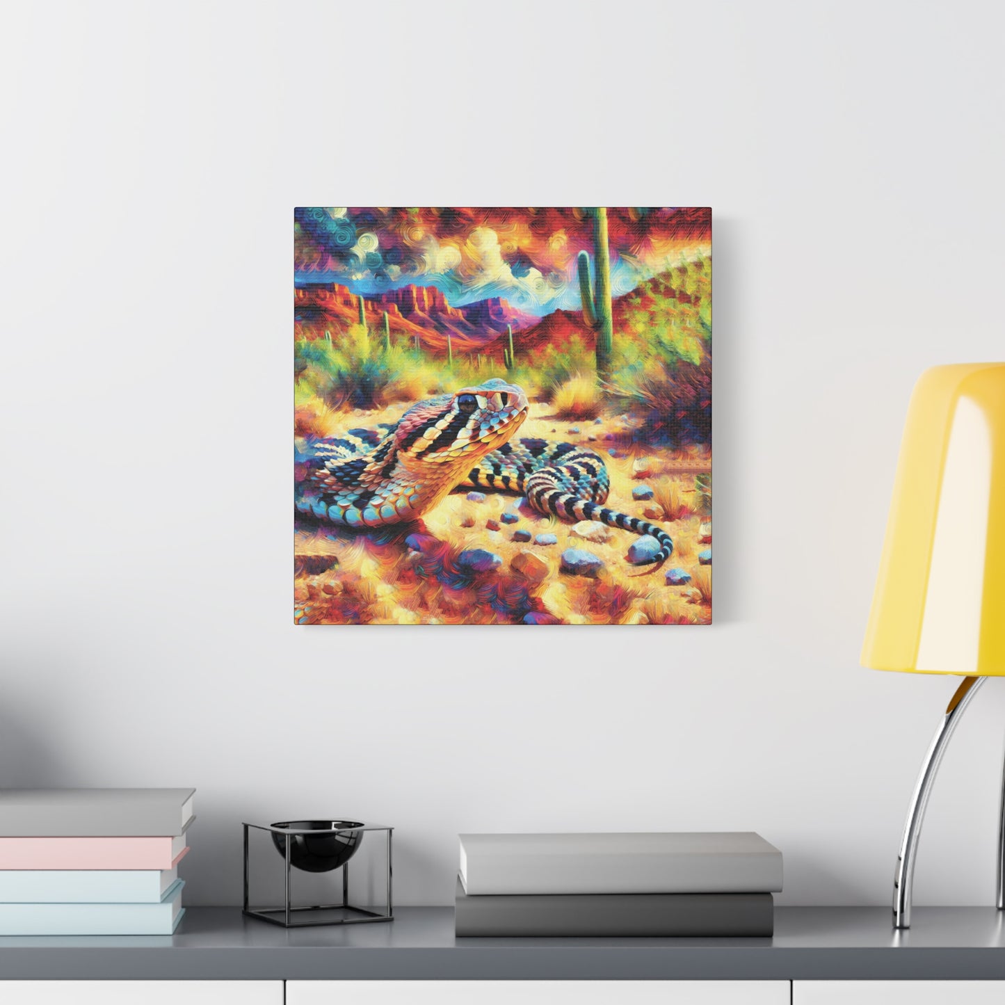 Desert Rattlesnake Expressionist Canvas Art Print