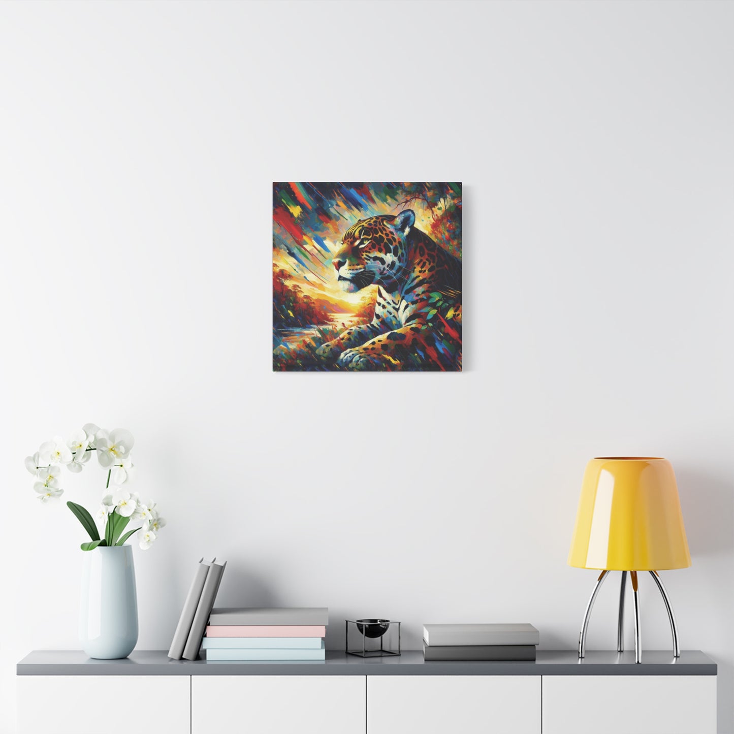 Jaguar Sunset Expressionist Canvas Art Print