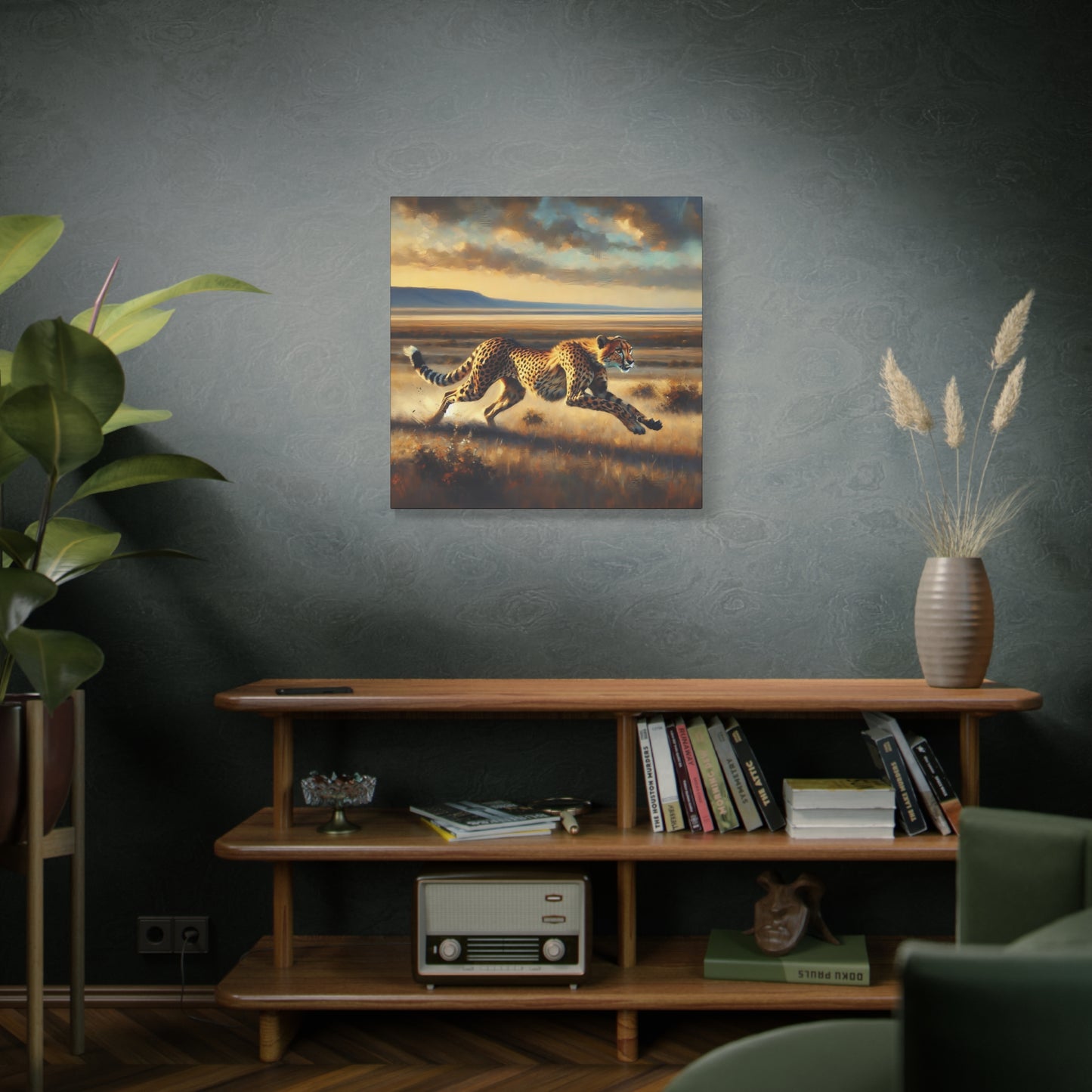Cheetah Running Impressionist Canvas Art Print
