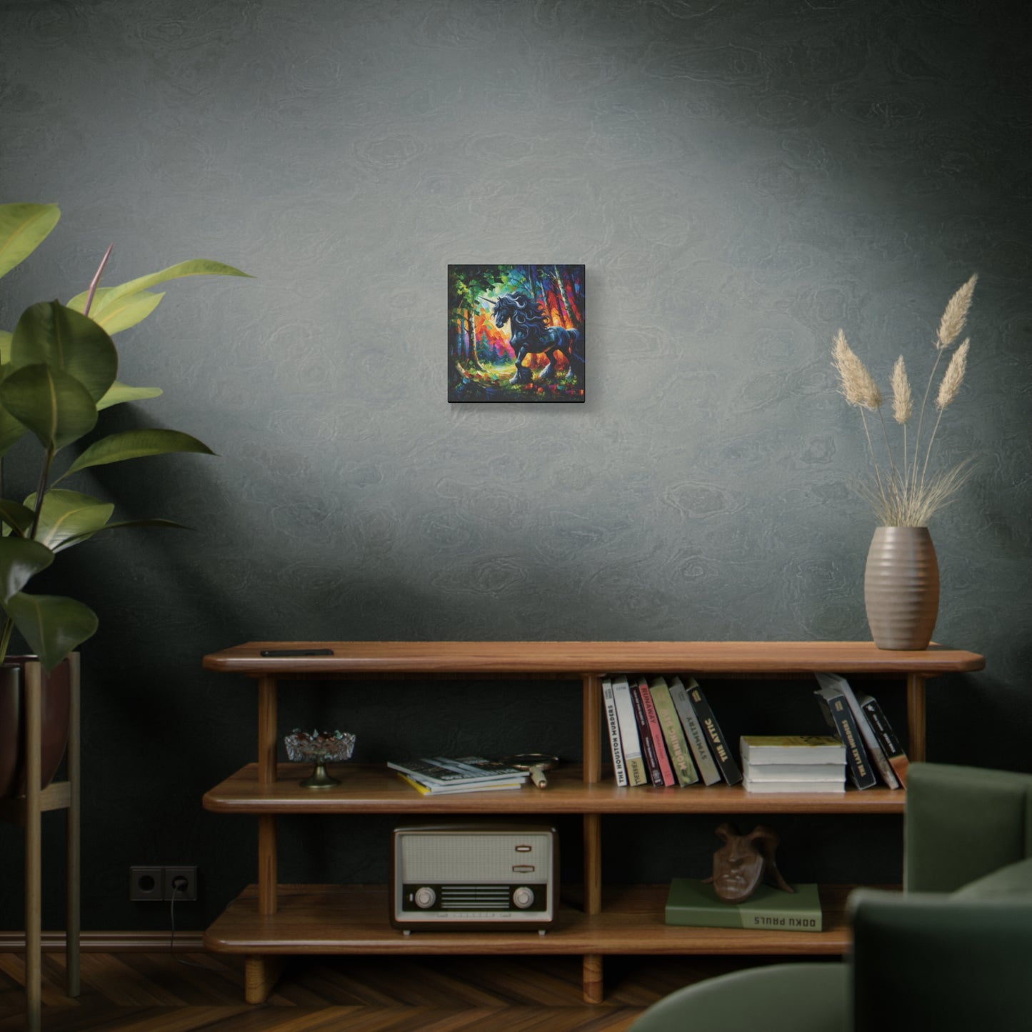 Black Unicorn Stallion Canvas Print - Modern Impressionist Art