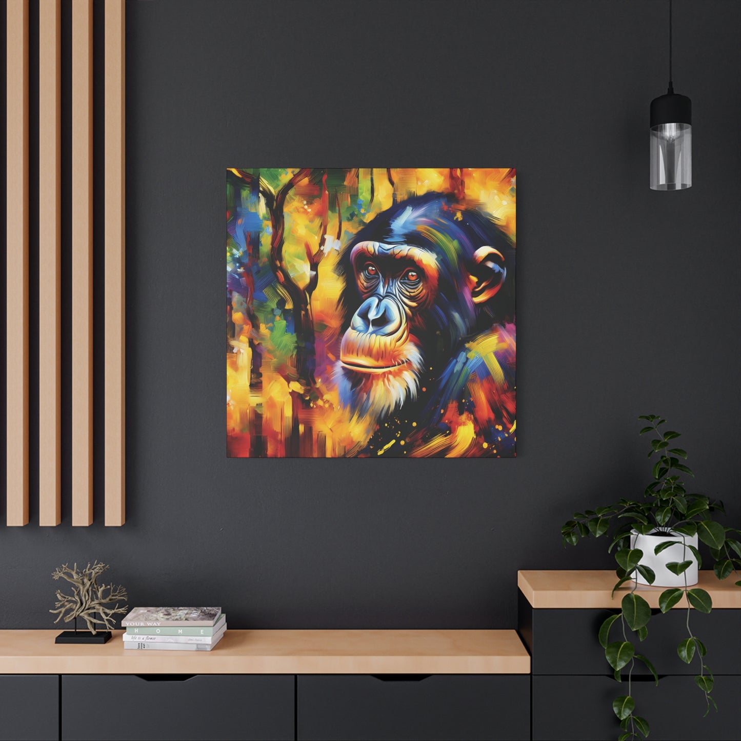 Curious Bonobo Expressionist Canvas Art Print